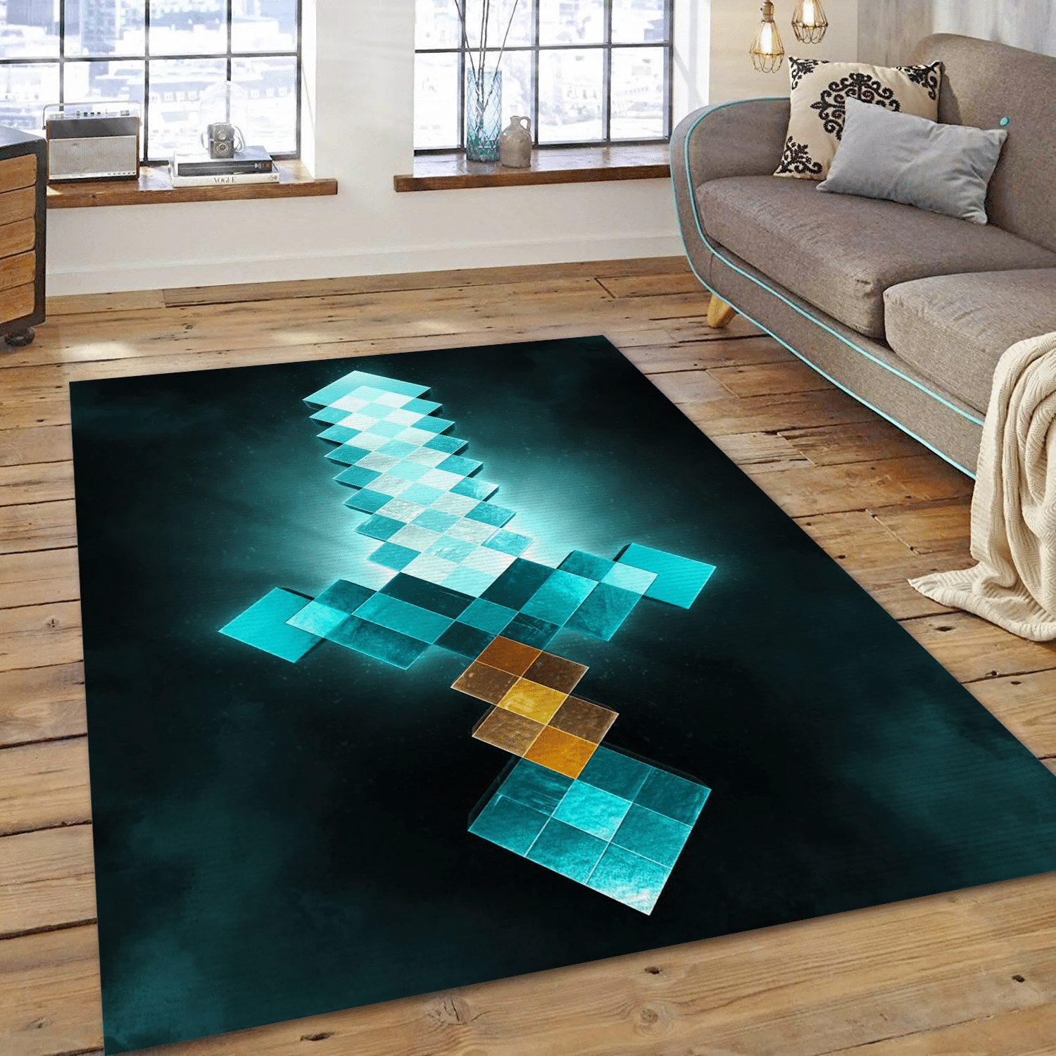 3d Cubic Sword Gaming Area Rug, Living Room Rug - Home Decor  Floor Decor - Indoor Outdoor Rugs