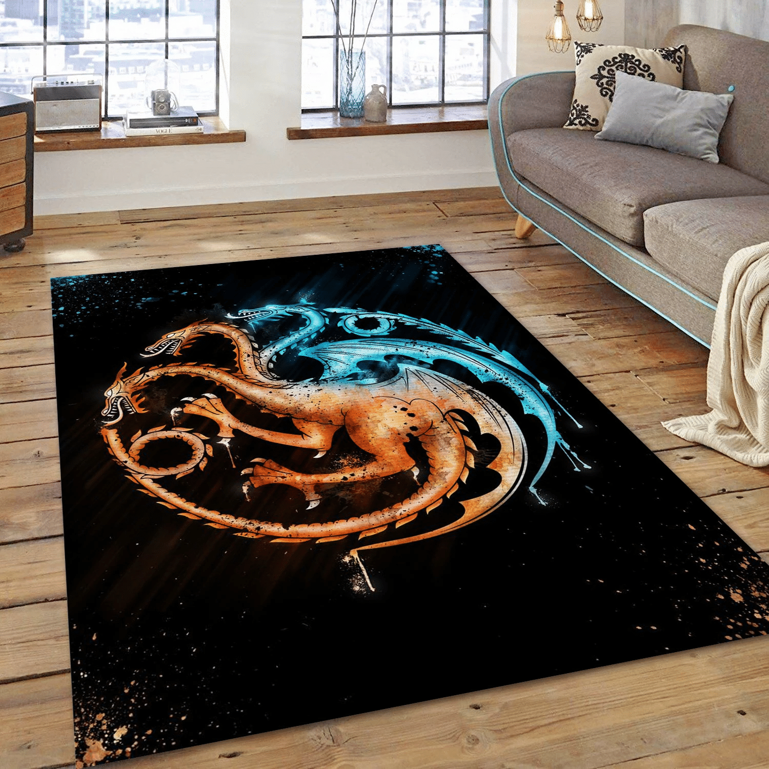 Fear The Dragons Ii Gaming Area Rug, Bedroom Rug - US Gift Decor - Indoor Outdoor Rugs