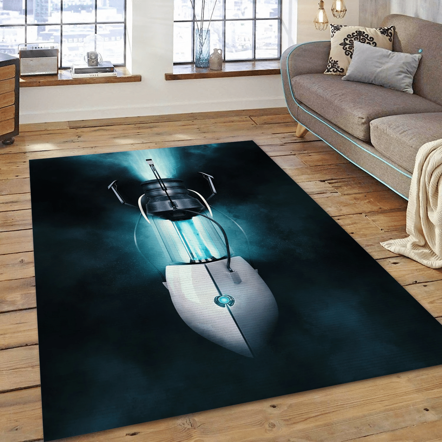 3d Portal Gun Blue Area Rug, Bedroom Rug - Home US Decor - Indoor Outdoor Rugs