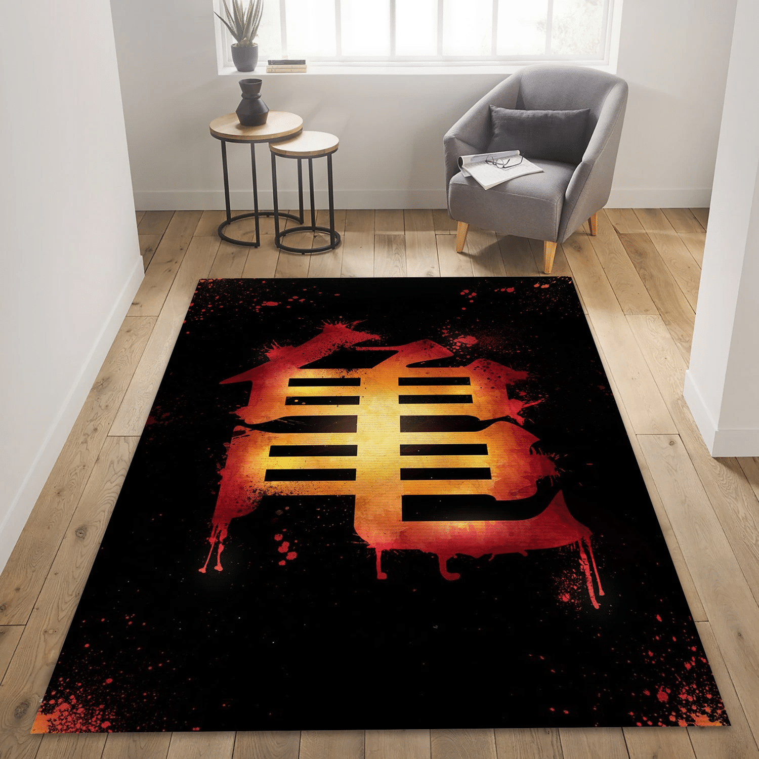 Kame Dark Area Rug, Living Room Rug - Christmas Gift US Decor - Indoor Outdoor Rugs