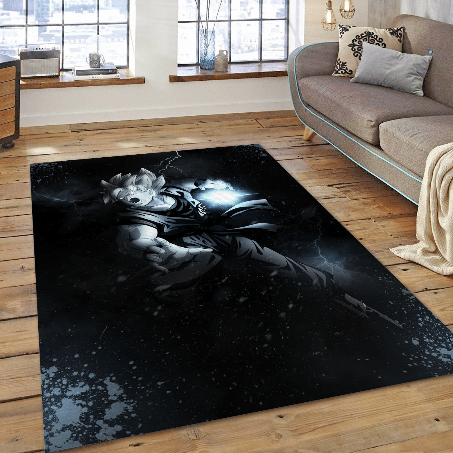 Goku Kamehameha Area Rug Carpet, Living Room Rug - Christmas Gift US Decor - Indoor Outdoor Rugs