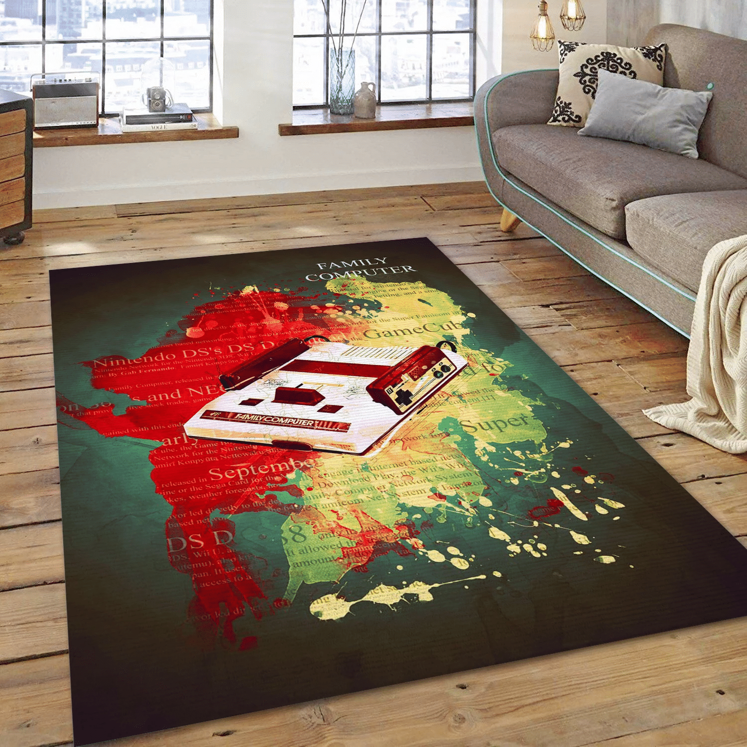 Family Computer Gaming Weapon Gaming Area Rug, Living Room Rug - Home Decor  Floor Decor - Indoor Outdoor Rugs