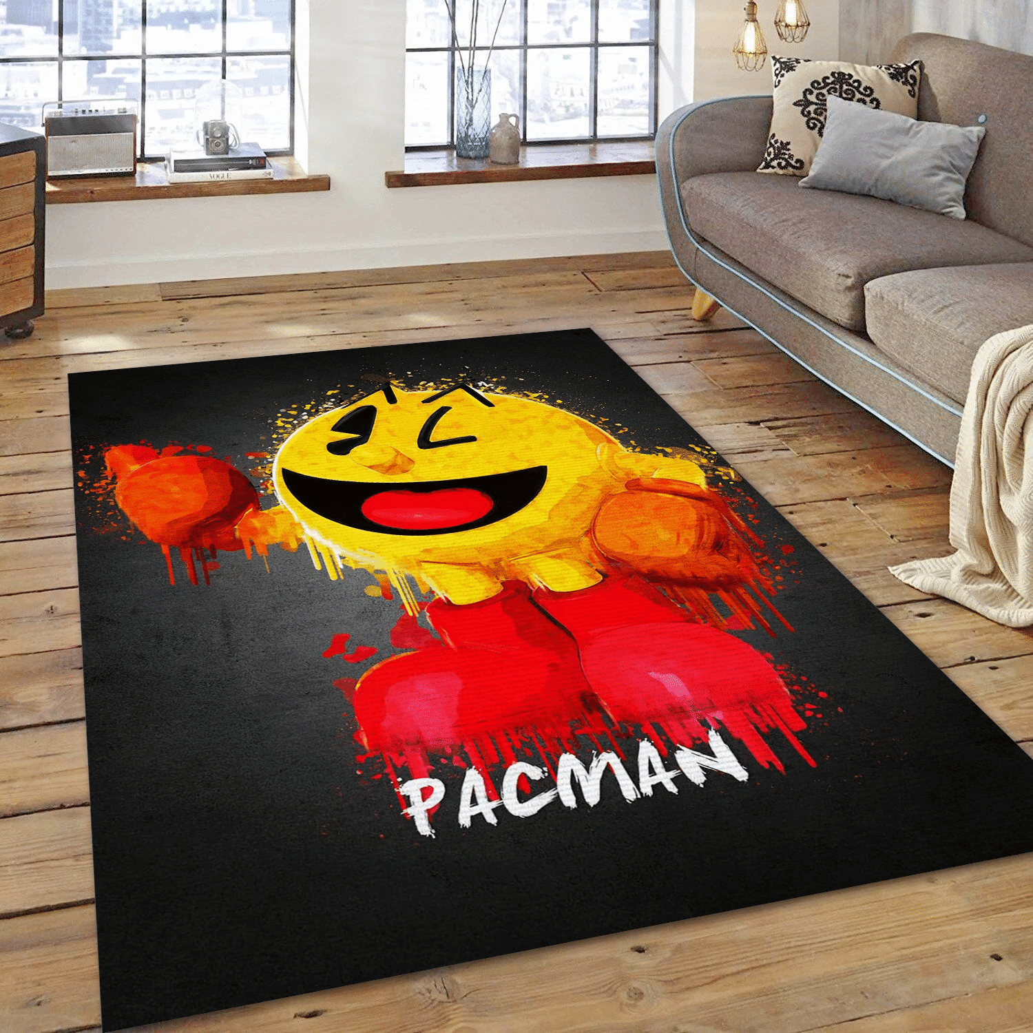 Pacman Gaming Area Rug, Living Room Rug - Home US Decor - Indoor Outdoor Rugs