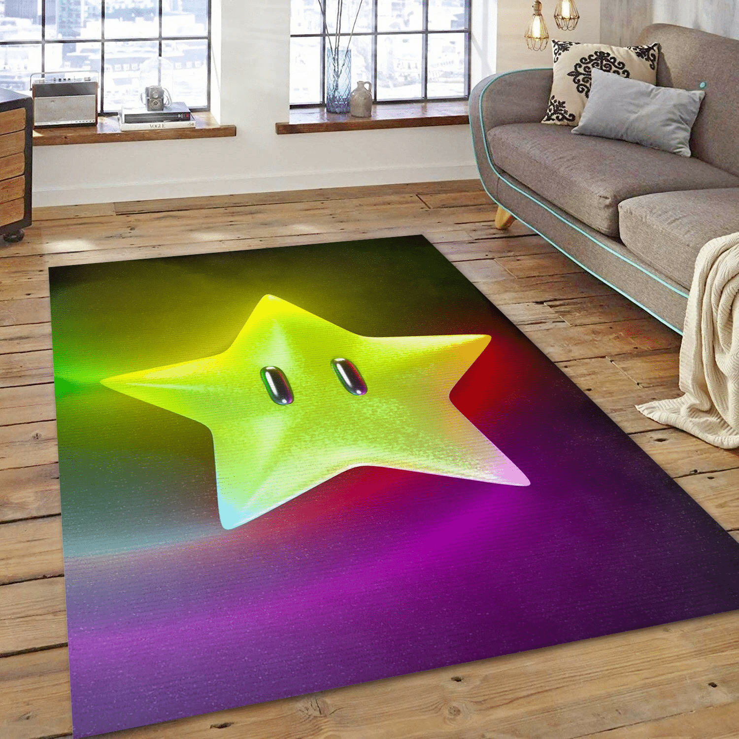 Super Star Area Rug For Christmas, Living Room Rug - Home US Decor - Indoor Outdoor Rugs