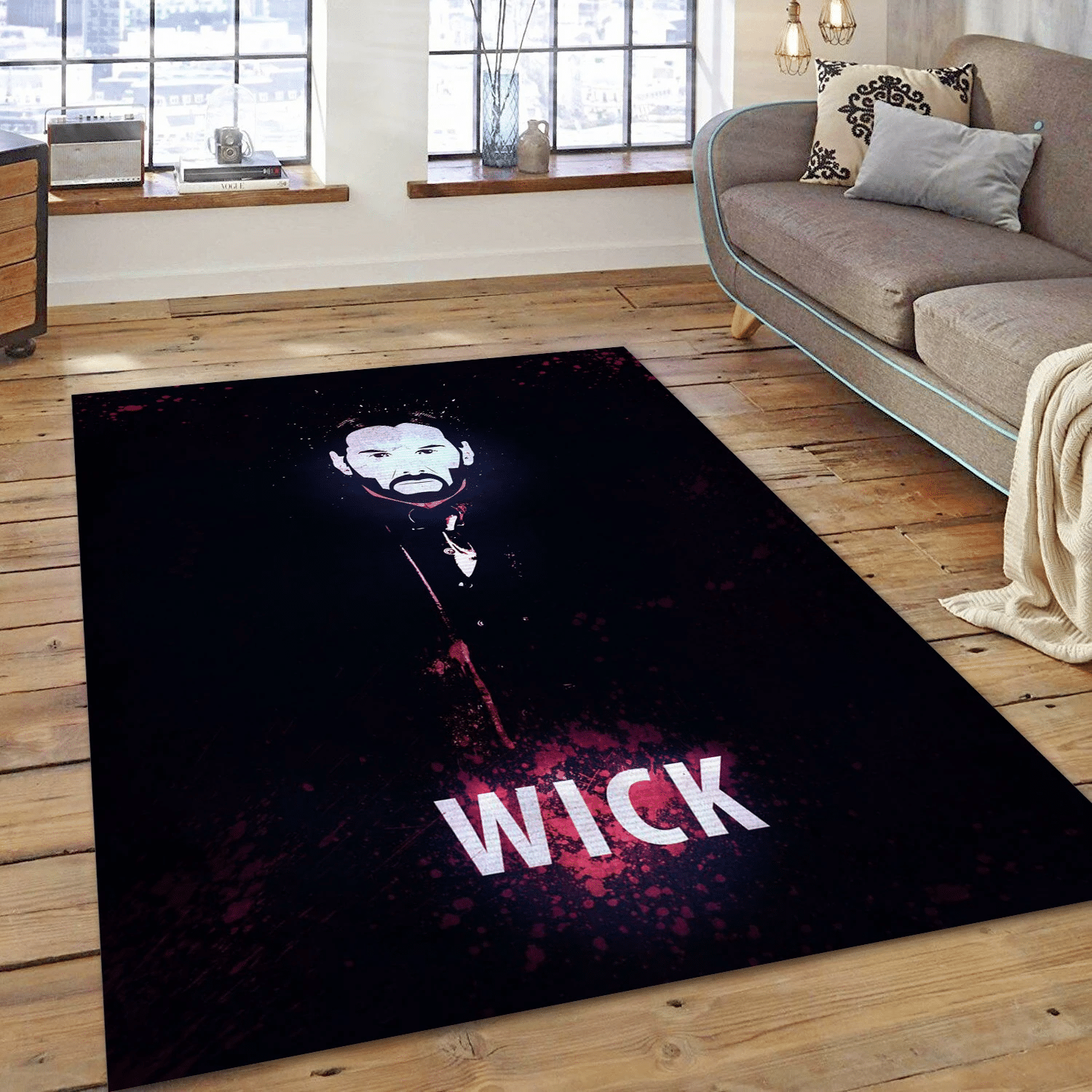 John Wick Gaming Area Rug, Living Room Rug - Home US Decor - Indoor Outdoor Rugs