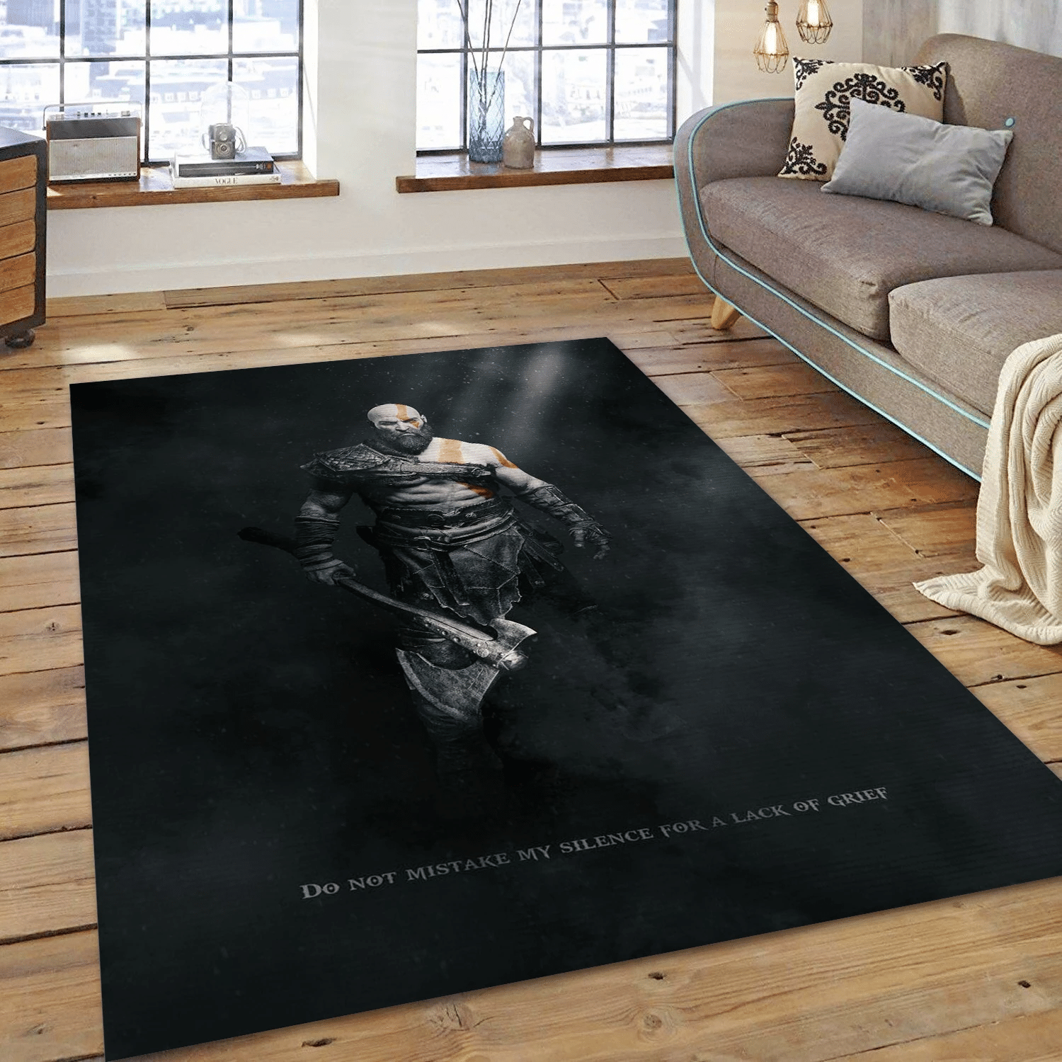 Kratos Gaming Area Rug, Bedroom Rug - Home Decor  Floor Decor - Indoor Outdoor Rugs