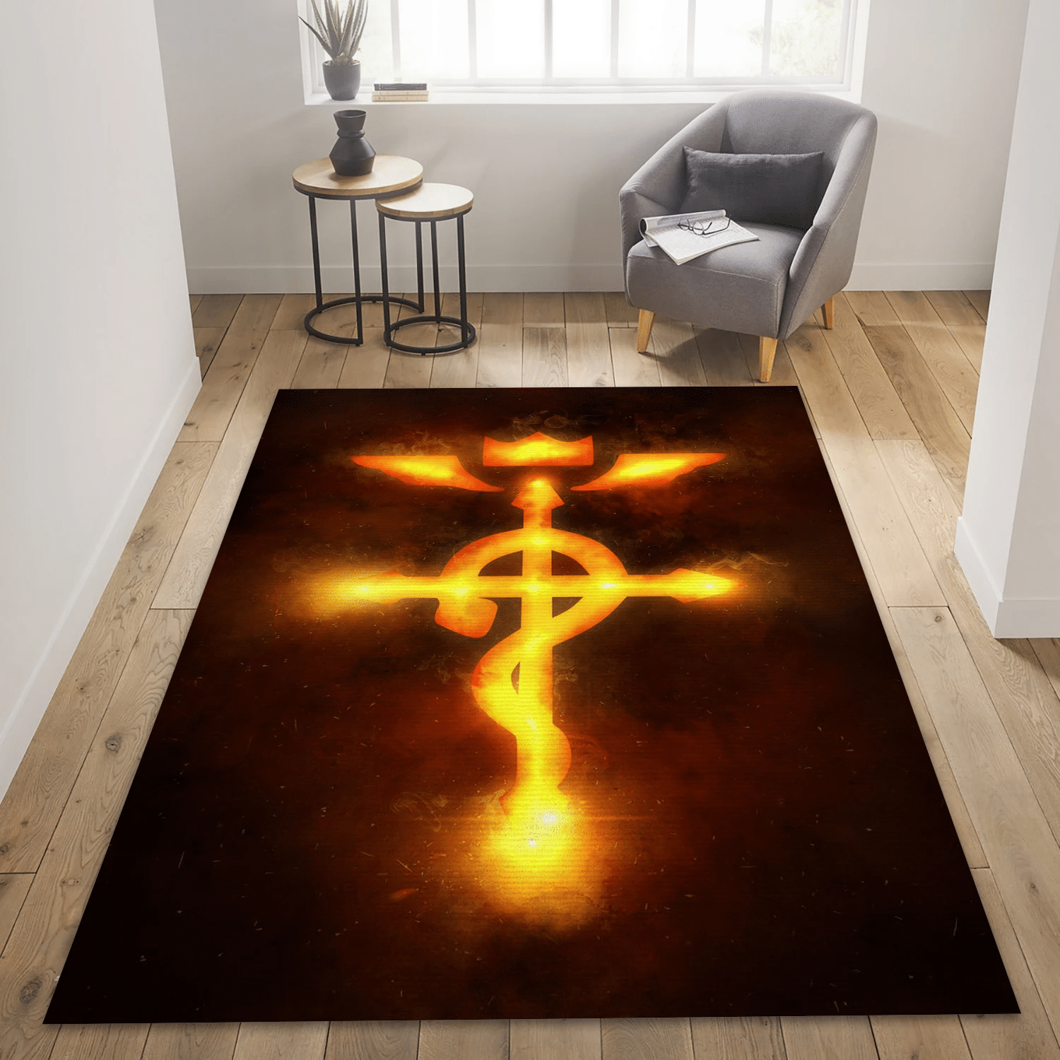 Fullmetal Alchemist Flamel Area Rug Carpet, Bedroom Rug - Christmas Gift US Decor - Indoor Outdoor Rugs