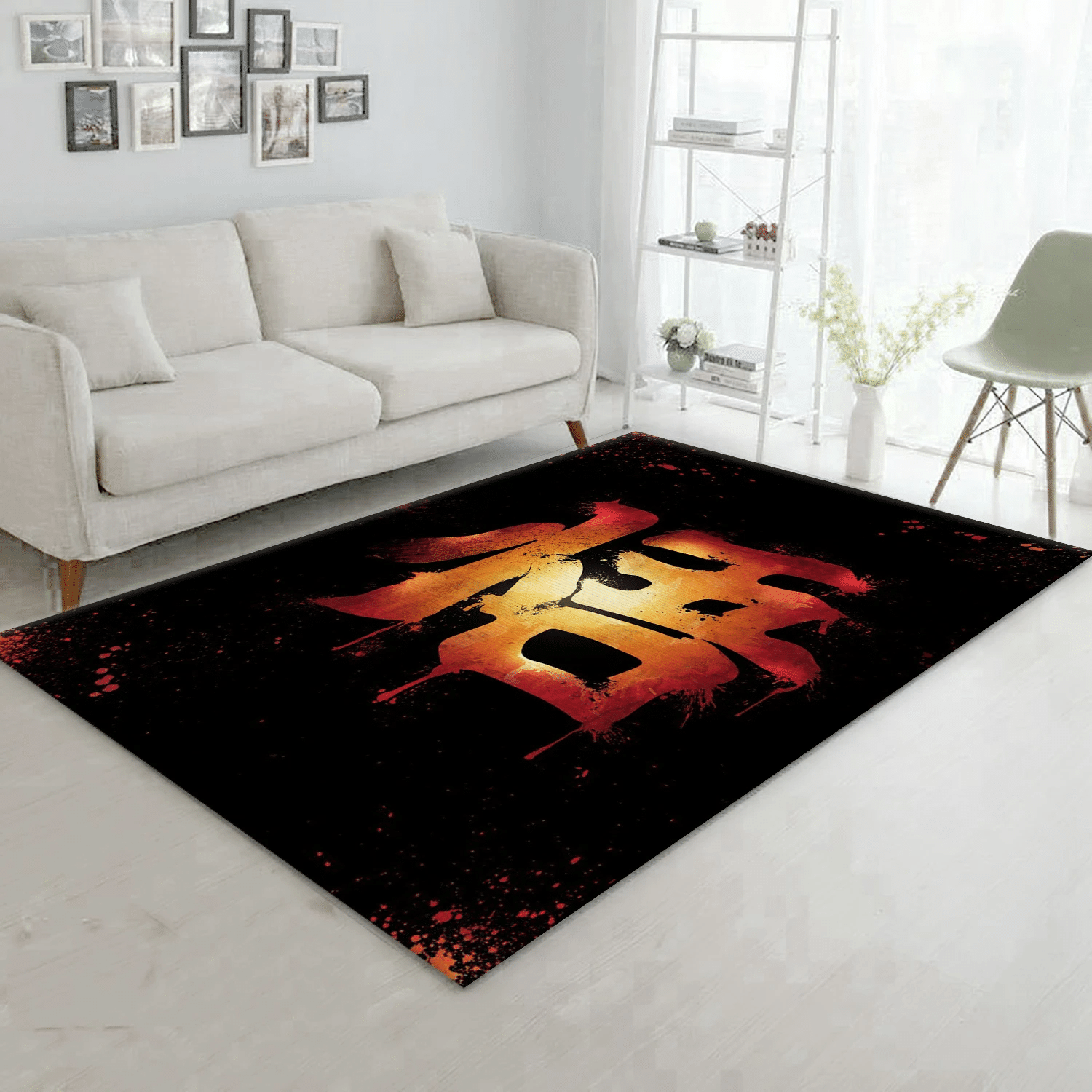 Go Kanji Dark Area Rug For Christmas, Living Room Rug - US Gift Decor - Indoor Outdoor Rugs