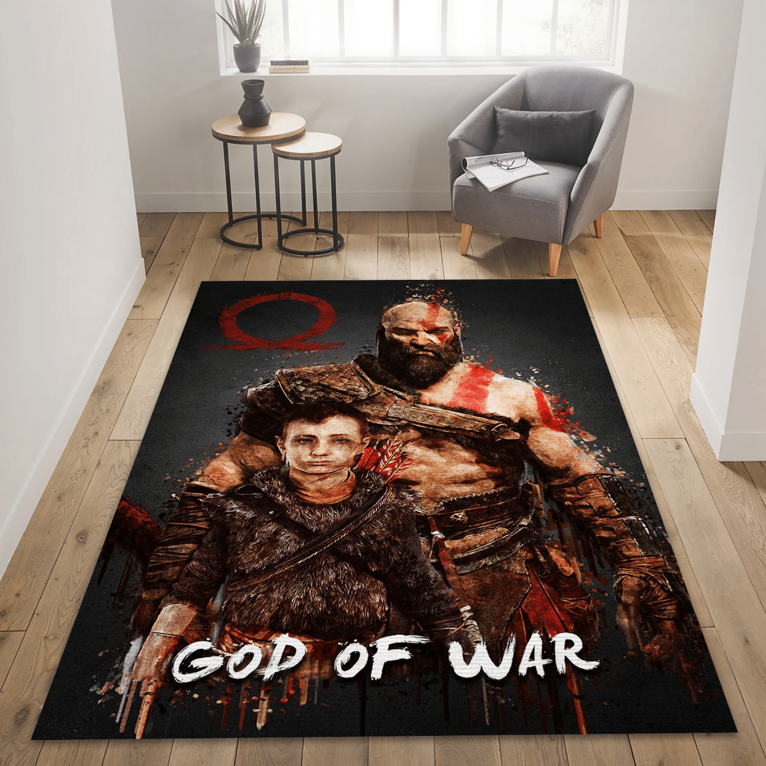 God Of War Acrylic Area Rug Carpet, Living Room Rug - US Gift Decor - Indoor Outdoor Rugs