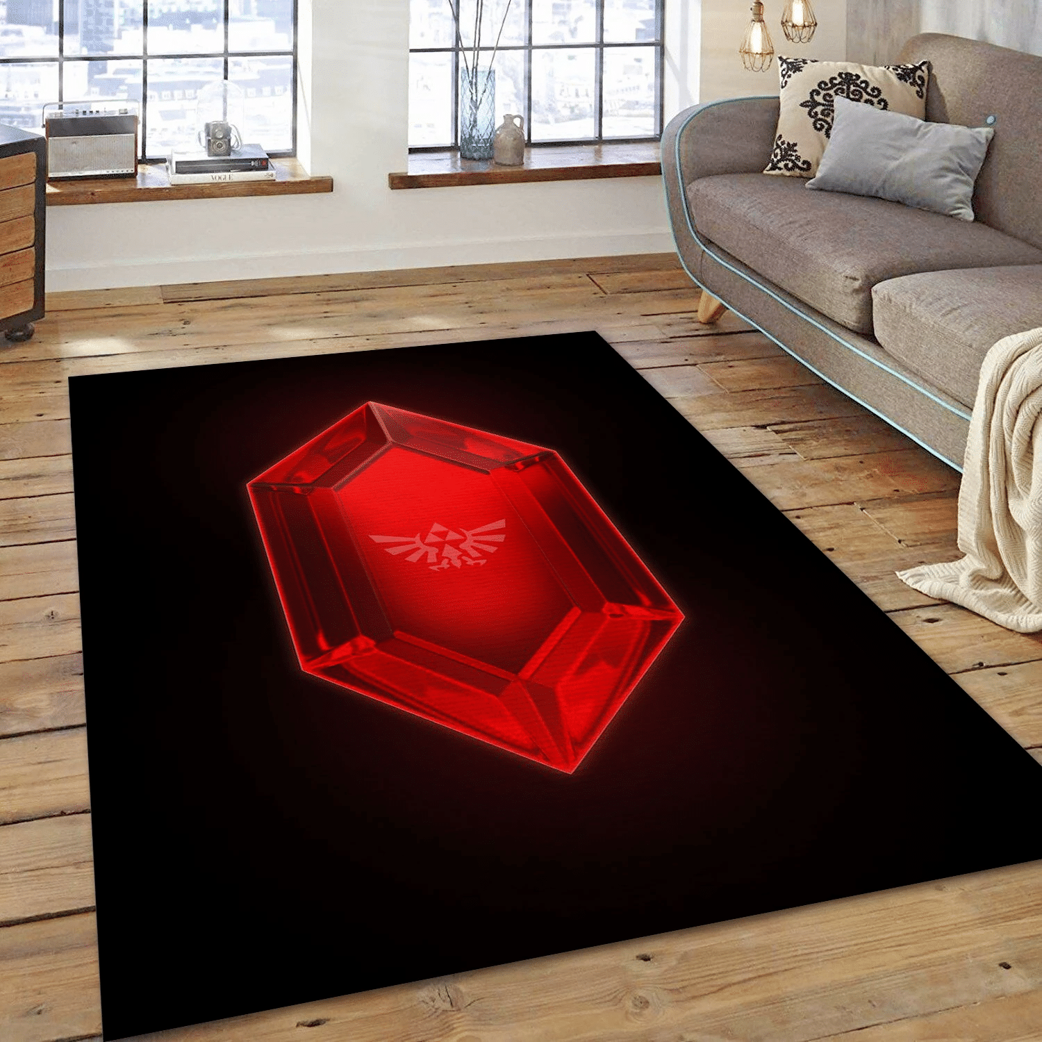 Red Rupee Gaming Area Rug, Living Room Rug - Christmas Gift US Decor - Indoor Outdoor Rugs