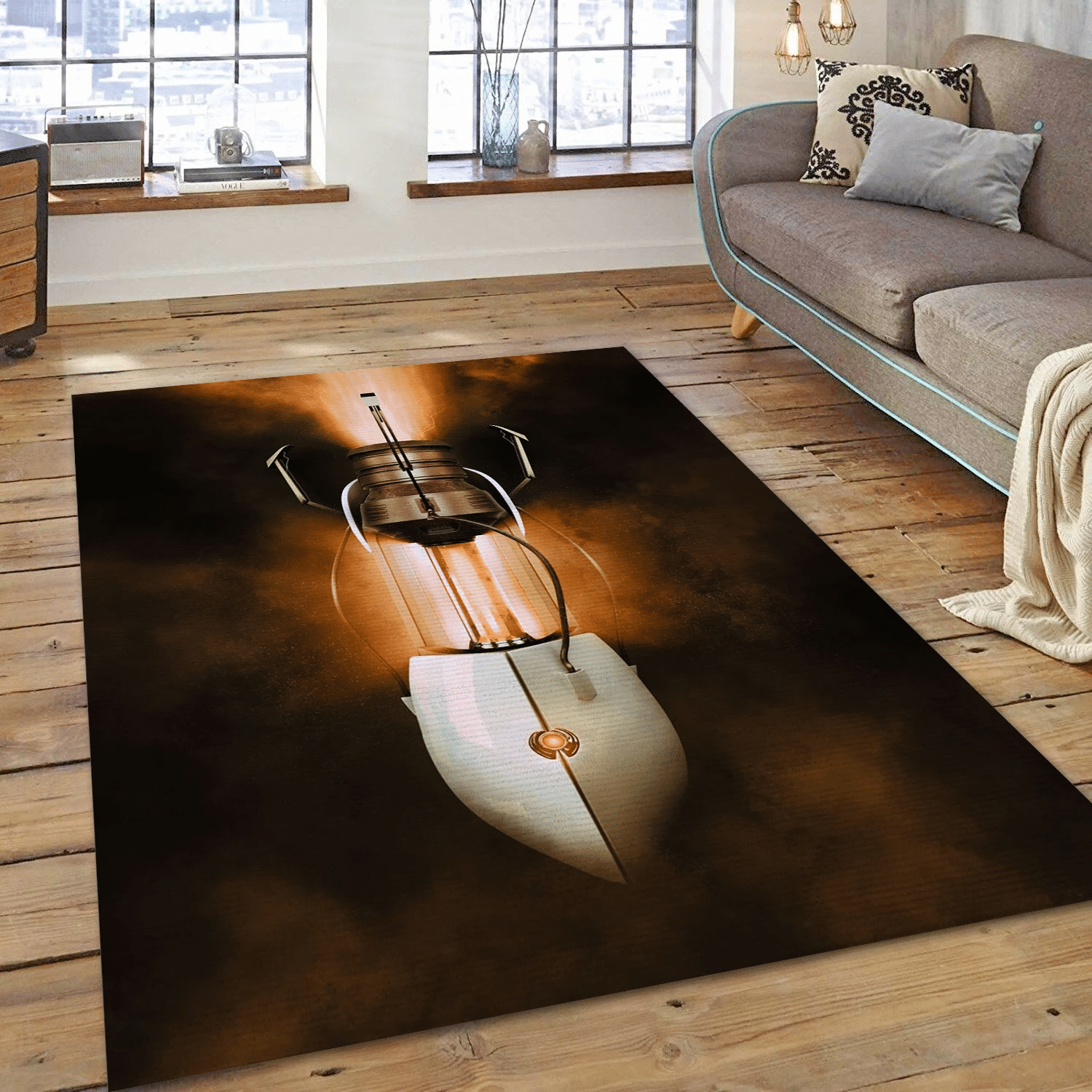 3d Portal Gun Orange Area Rug Carpet, Living Room Rug - Family Gift US Decor - Indoor Outdoor Rugs