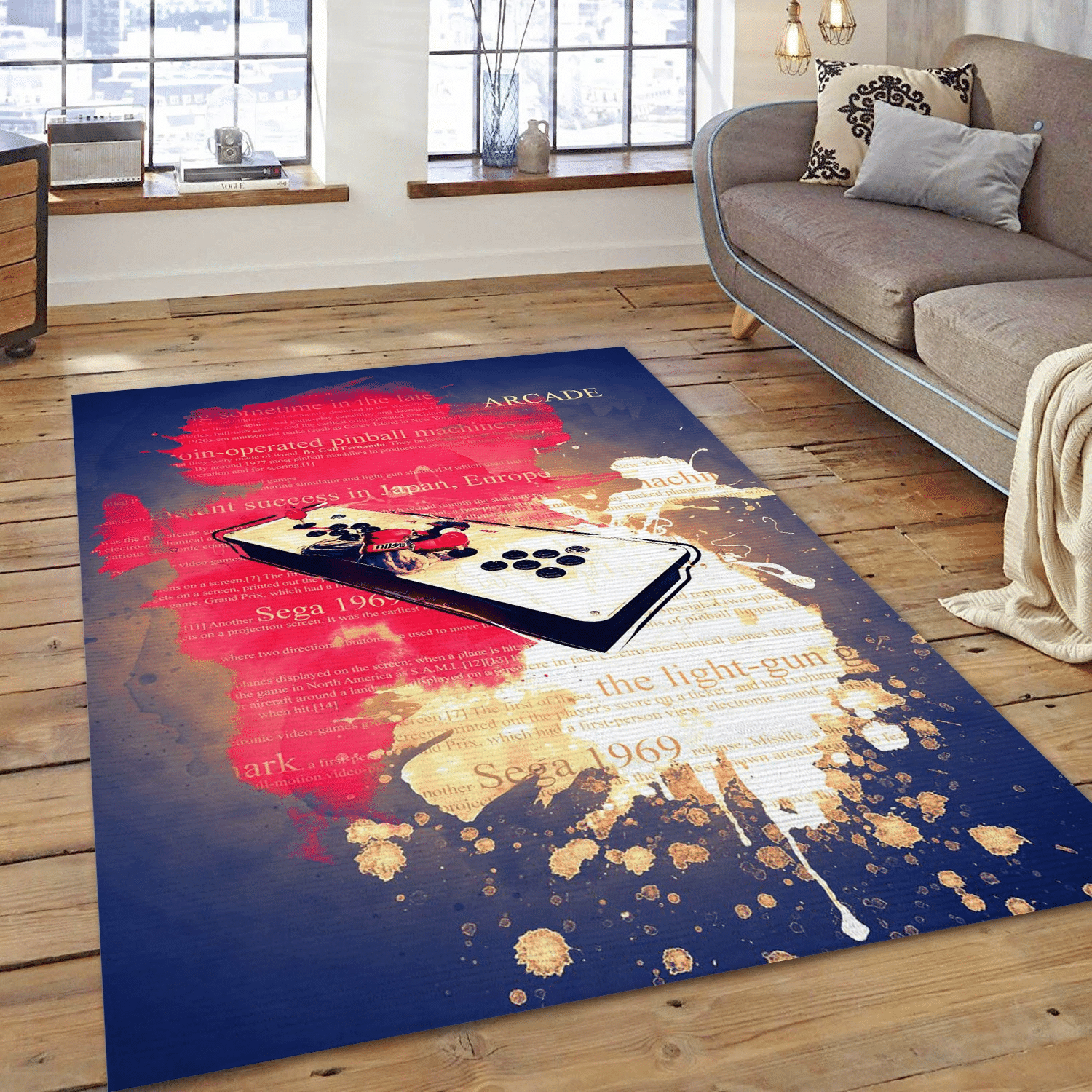 Arcade Gaming Weapon Area Rug, Bedroom Rug - Family Gift US Decor - Indoor Outdoor Rugs