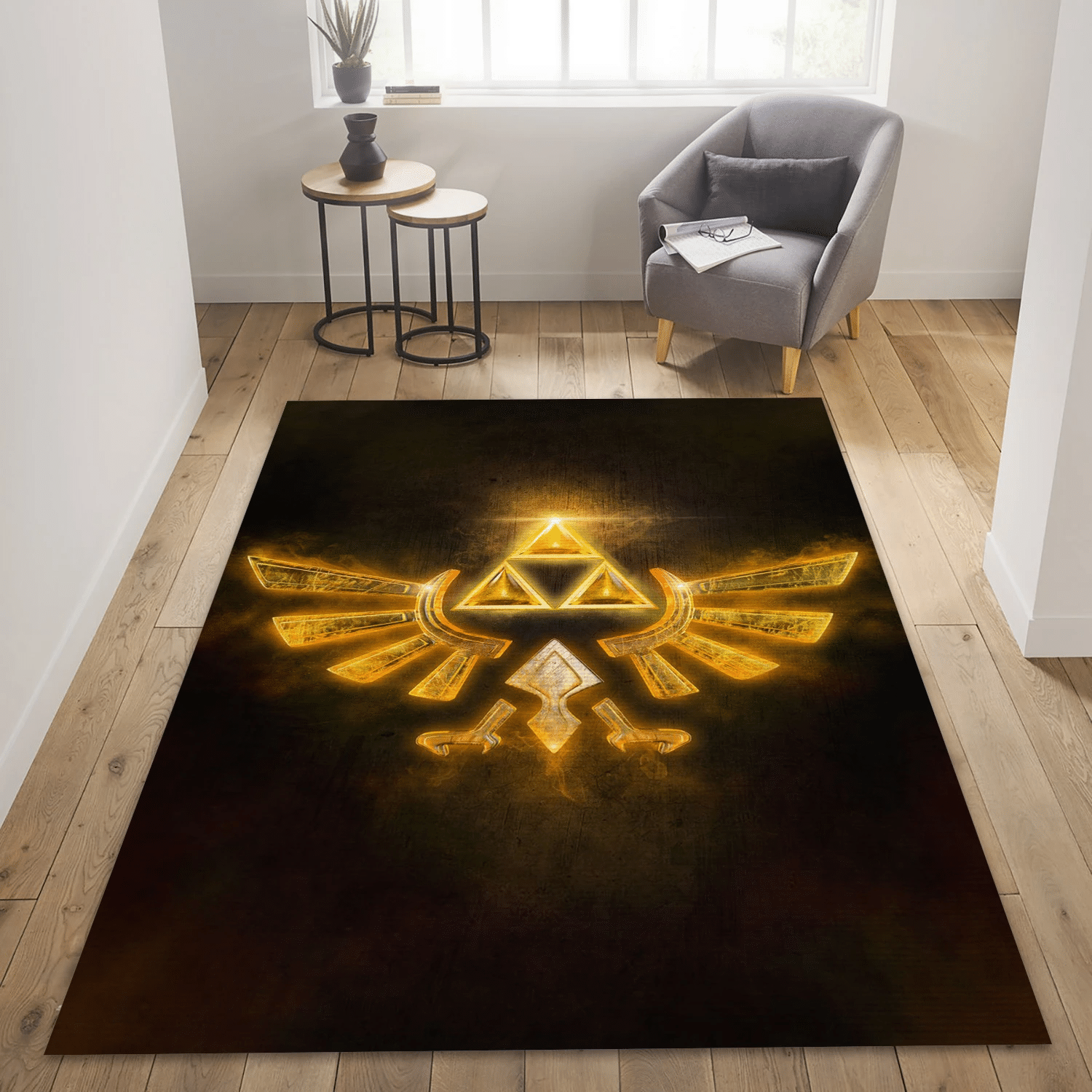 3d Triforce Gold Edition Gaming Area Rug, Bedroom Rug - Home Decor  Floor Decor - Indoor Outdoor Rugs