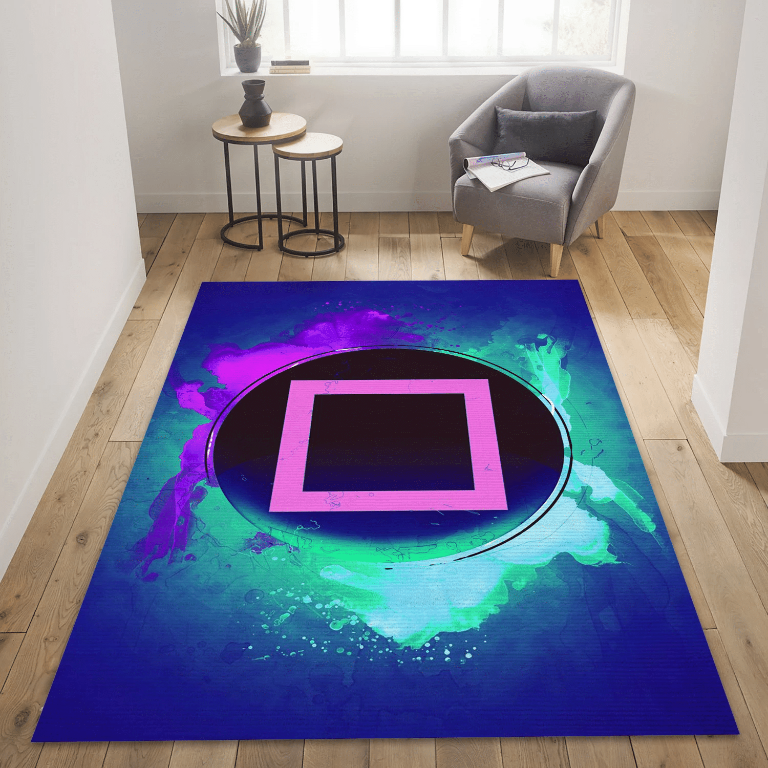 Square Button Area Rug Carpet, Living Room Rug - Home Decor  Floor Decor - Indoor Outdoor Rugs