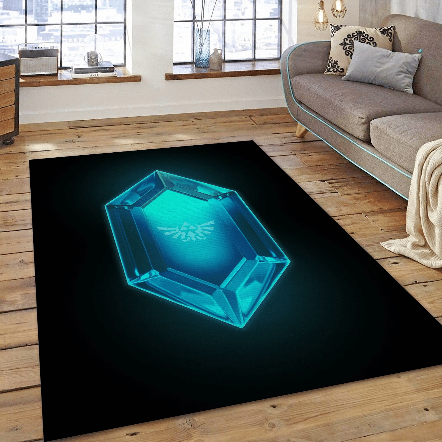 Blue Rupee Area Rug, Living Room Rug - Family Gift US Decor - Indoor Outdoor Rugs