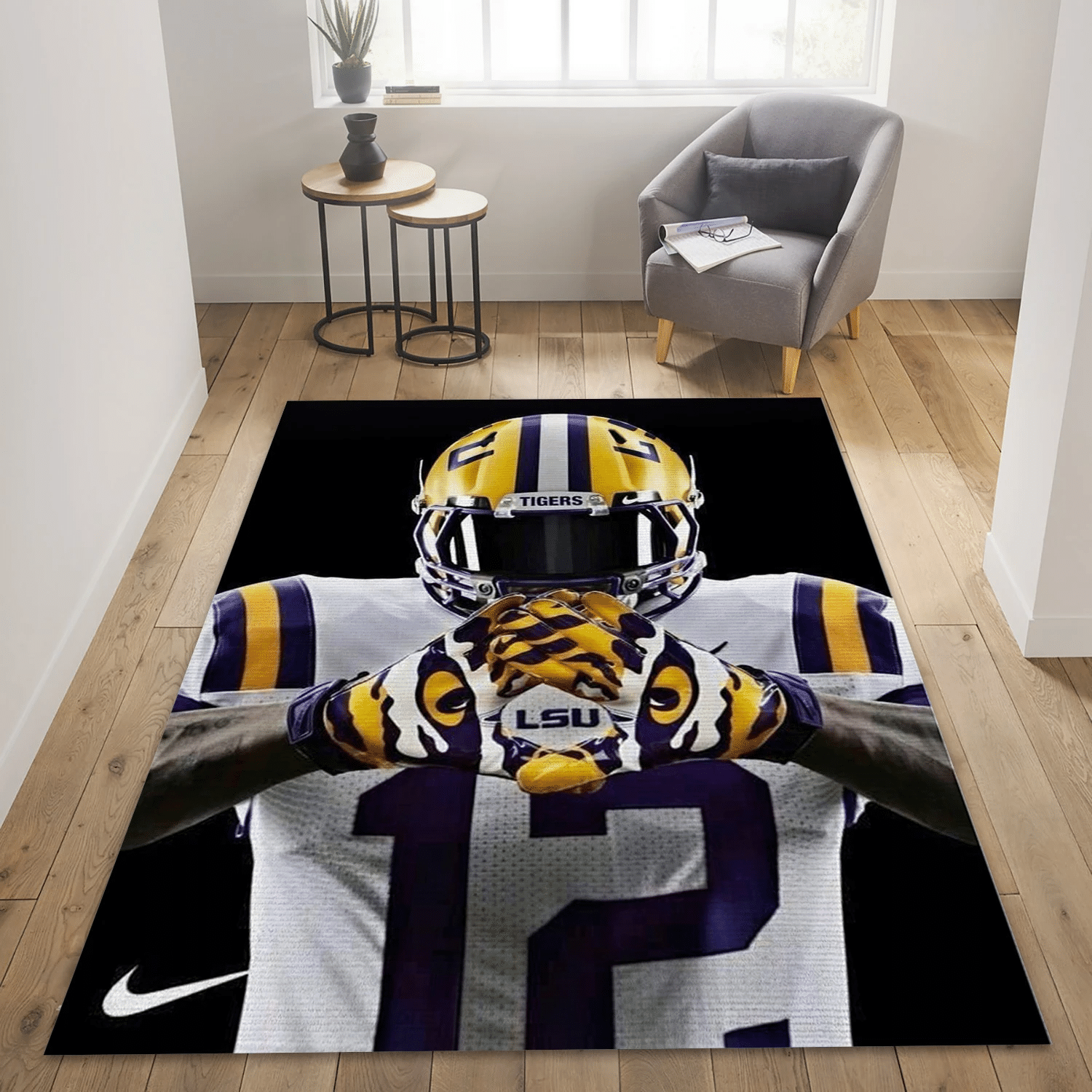 Lsu Tigers Football Gloves Area Rug Carpet, Bedroom Rug - US Gift Decor - Indoor Outdoor Rugs