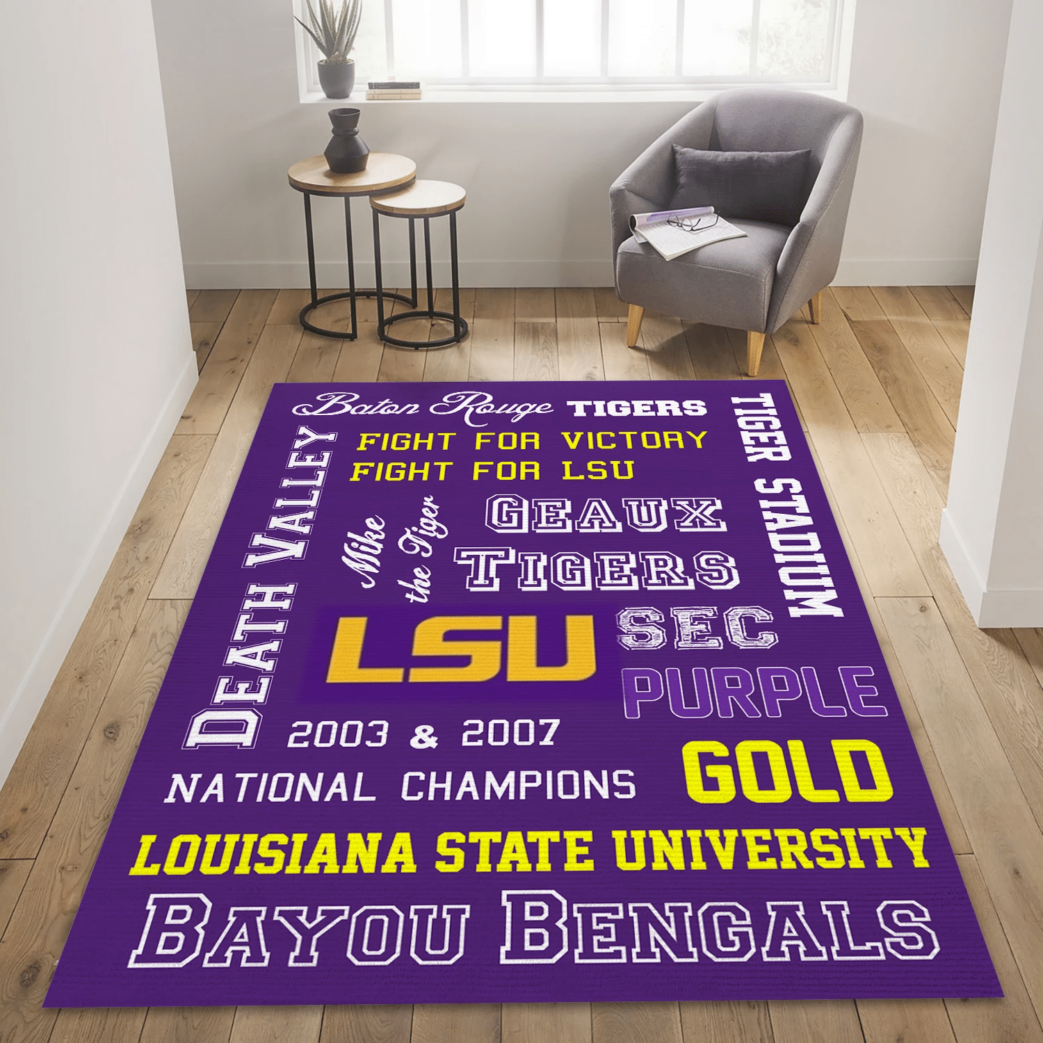 Lsu Tigers Printable Subway Art Sport Area Rug, Living Room Rug - Home US Decor - Indoor Outdoor Rugs