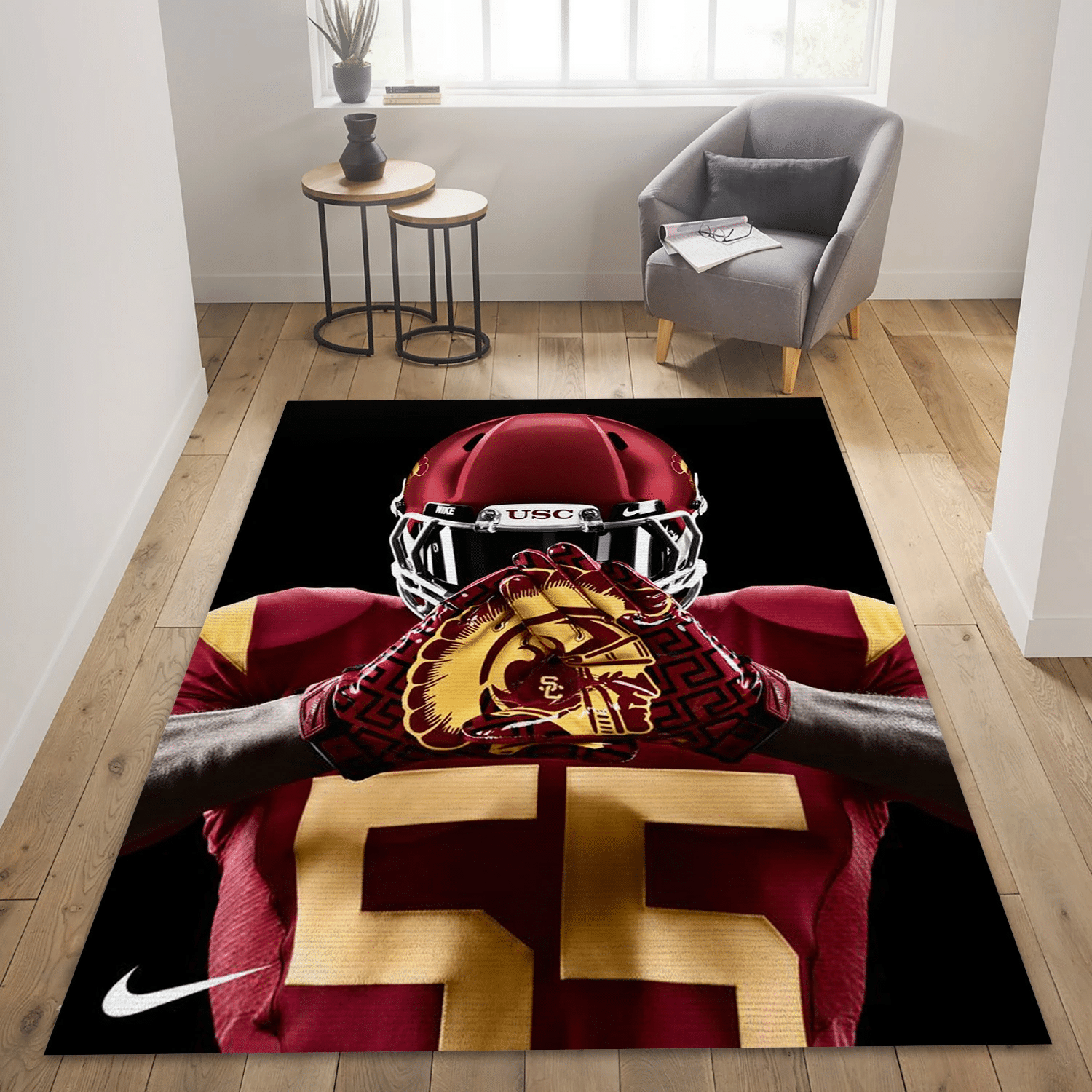 Usc Trojans Football Gloves Reangle Area Rug, Living Room Rug - Family Gift US Decor - Indoor Outdoor Rugs