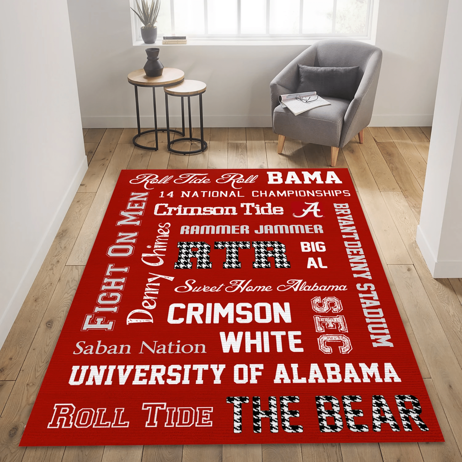 Alabama Crimson Tide Printable Subway Art Area Rug Carpet, Bedroom Rug - Family Gift US Decor - Indoor Outdoor Rugs