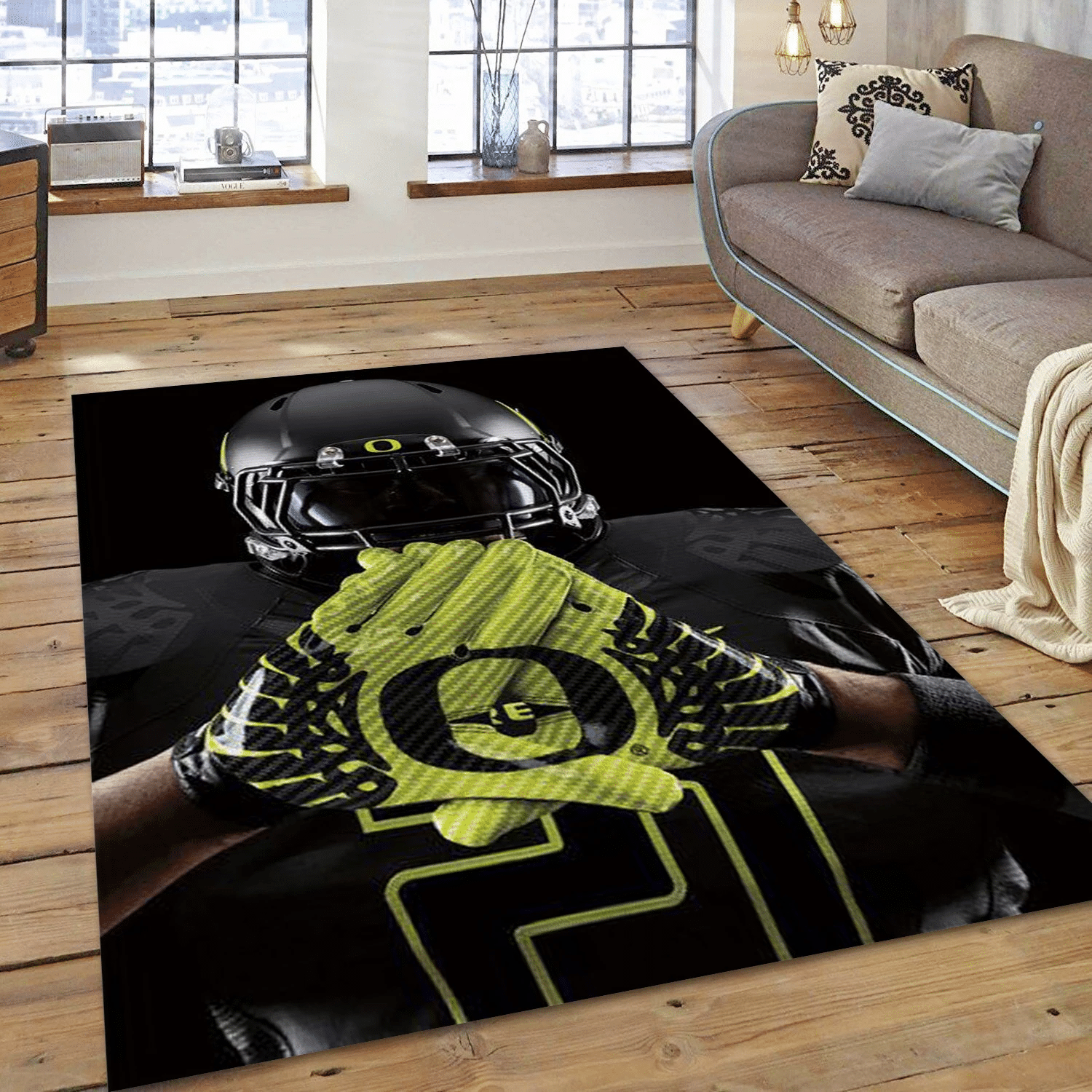 Oregon Duck Football Gloves Area Rug Carpet, Bedroom Rug - Christmas Gift US Decor - Indoor Outdoor Rugs