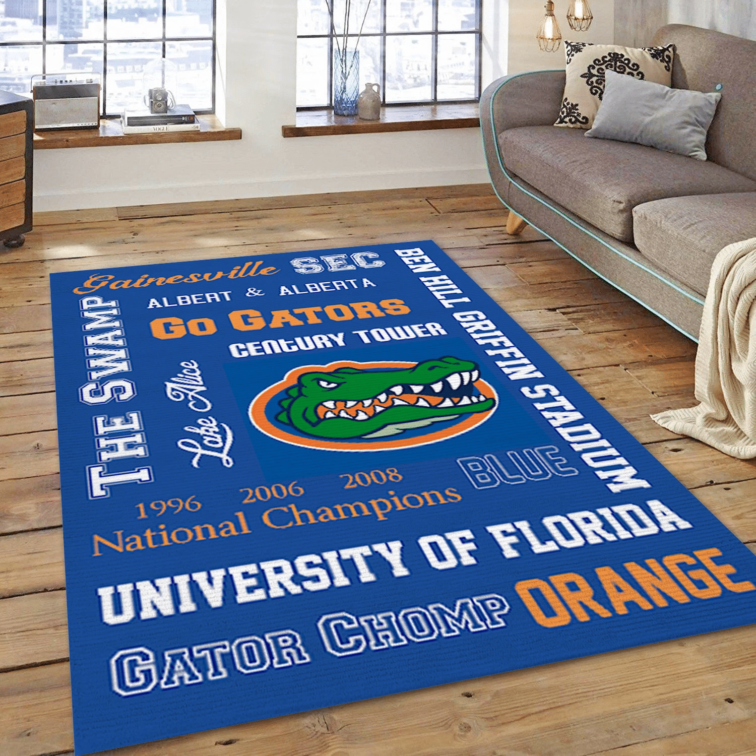 Florida Gators Printable Subway Art Area Rug Carpet, Living Room Rug - Family Gift US Decor - Indoor Outdoor Rugs