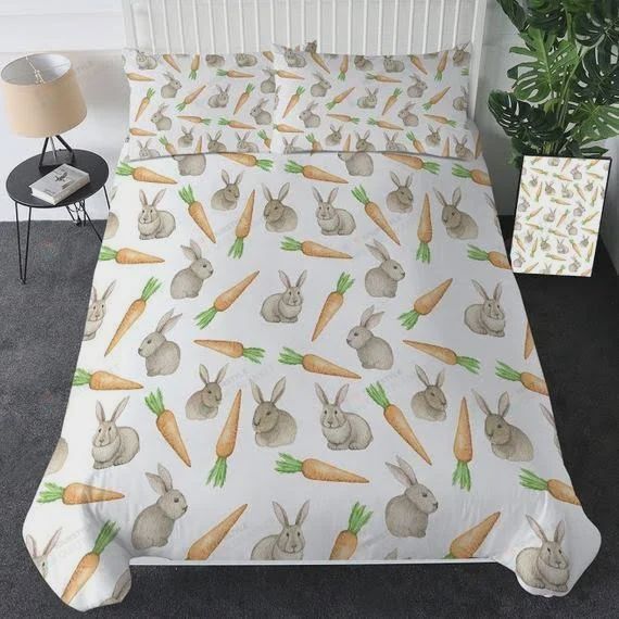 Funny Rabbit Carrot Bedding Set (Duvet Cover & Pillow Cases)