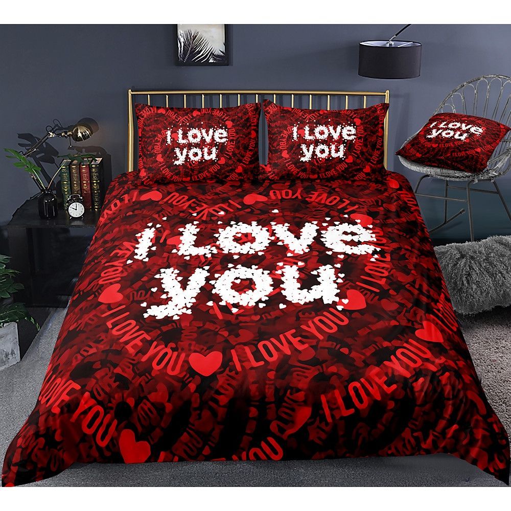 Valentine's Day I Love You Bedding Set Bed Sheets Spread Comforter Duvet Cover Bedding Sets
