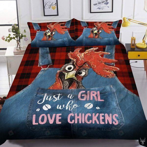 Chicken Just A Girl Who Love Chicken Bedding Set Bed Sheets Spread Comforter Duvet Cover Bedding Sets