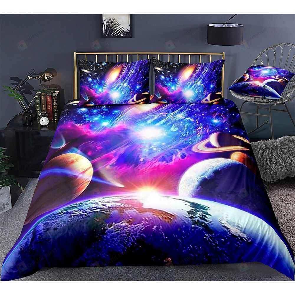 Galaxy Space Bedding Set Bed Sheets Spread Comforter Duvet Cover Bedding Sets