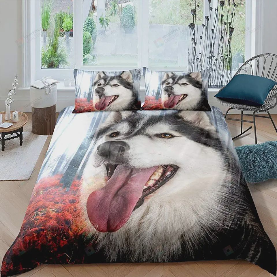 Huskey In The Forest Bedding Set Bed Sheets Spread Comforter Duvet Cover Bedding Sets