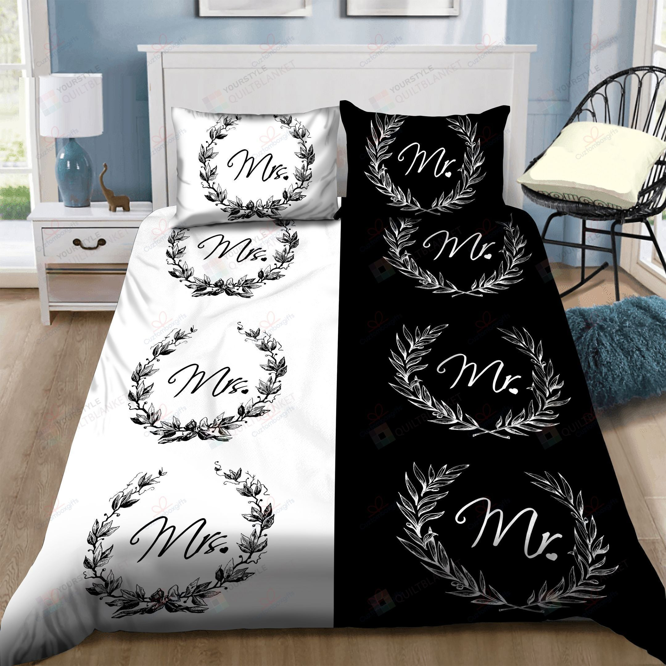 Mr Mrs Bedding Set (Duvet Cover & Pillow Cases)