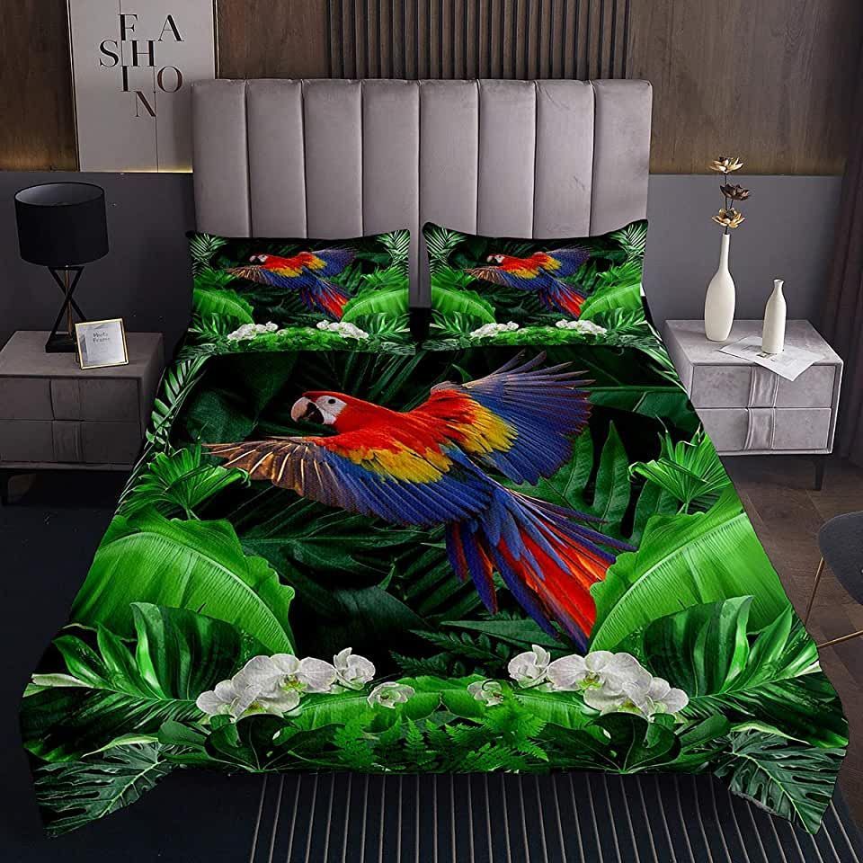 Parrot Flying Bedding Set Bed Sheets Spread Comforter Duvet Cover Bedding Sets