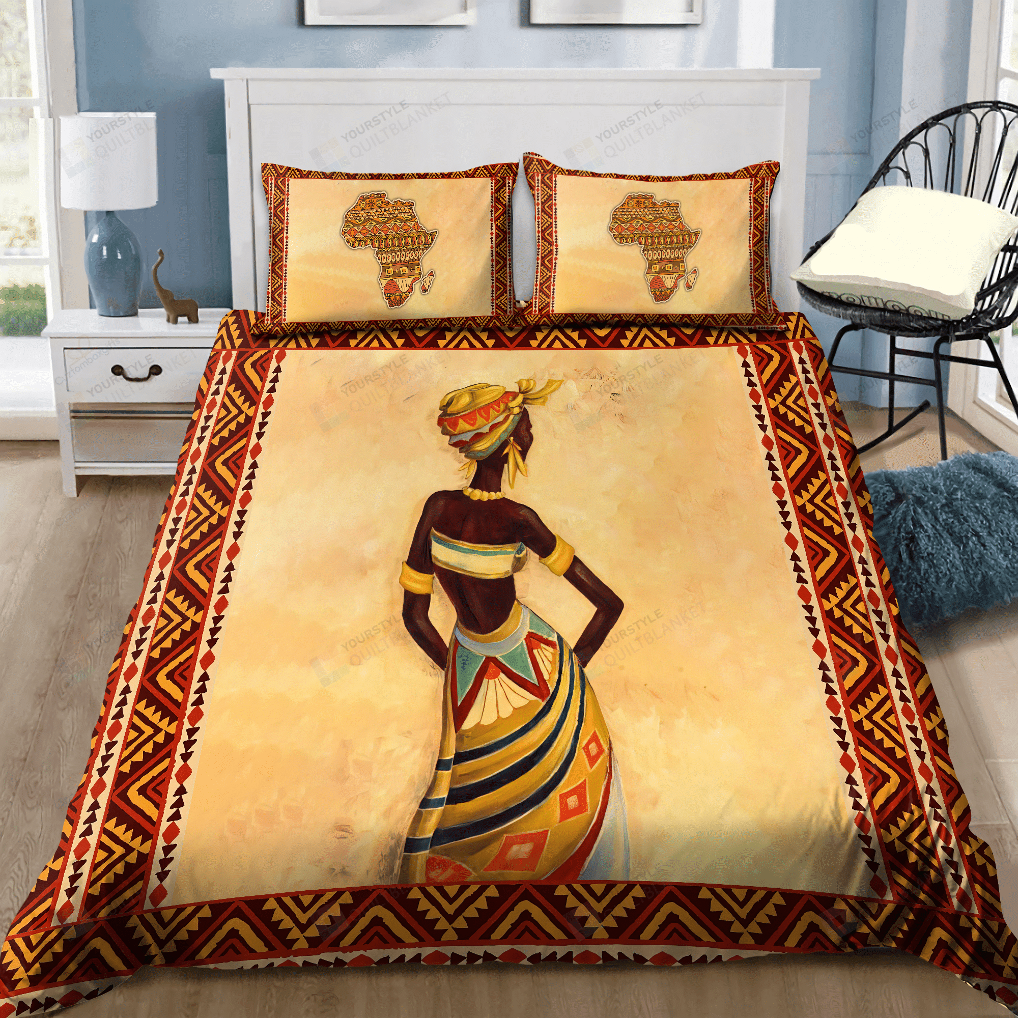 African Women Bedding Set Bed Sheets Spread Comforter Duvet Cover Bedding Sets