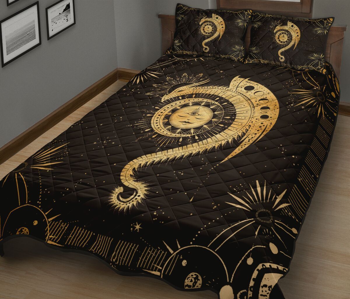 Dragon And Moon Quilt Bedding Set