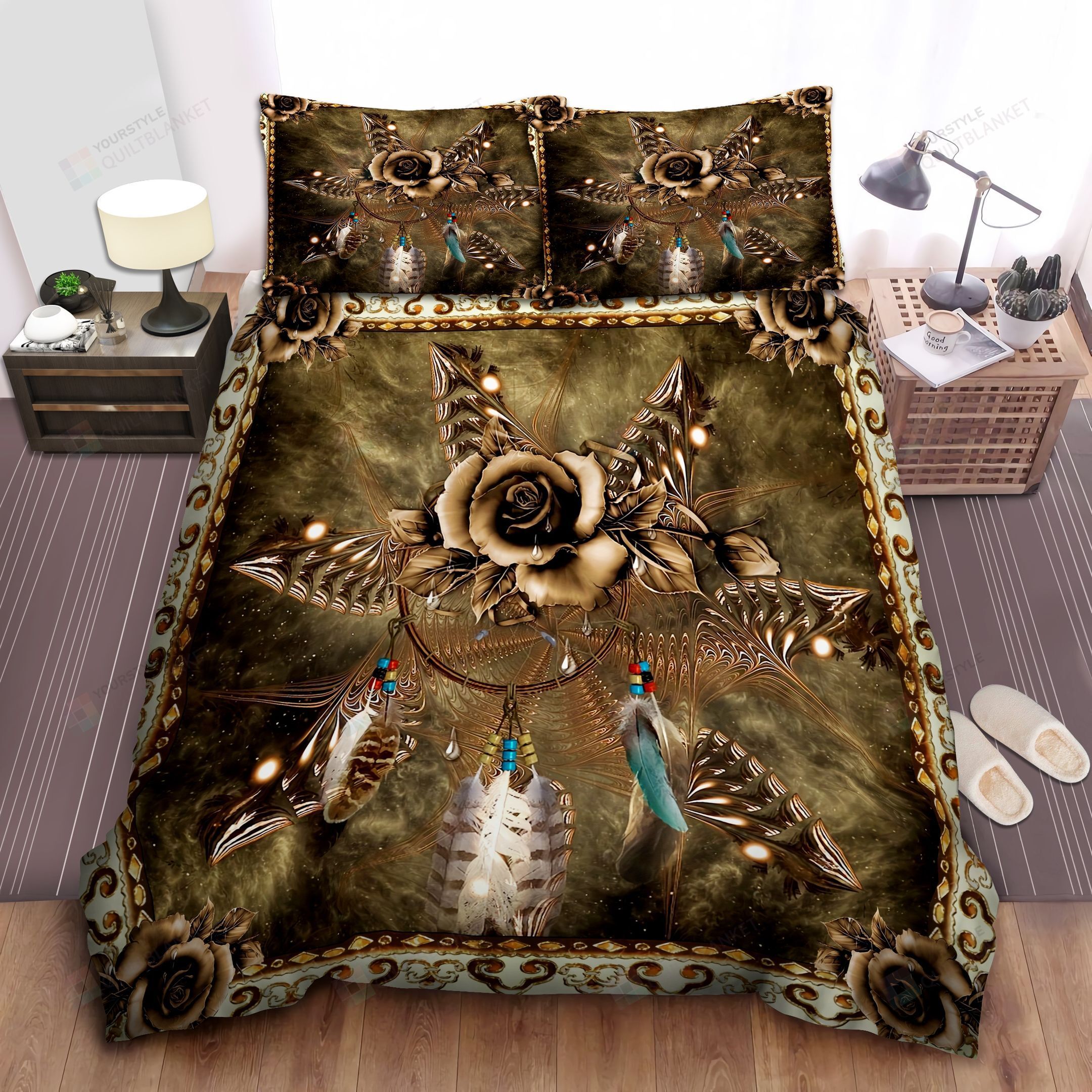 Native American Rose Duvet Cover Bedding Set