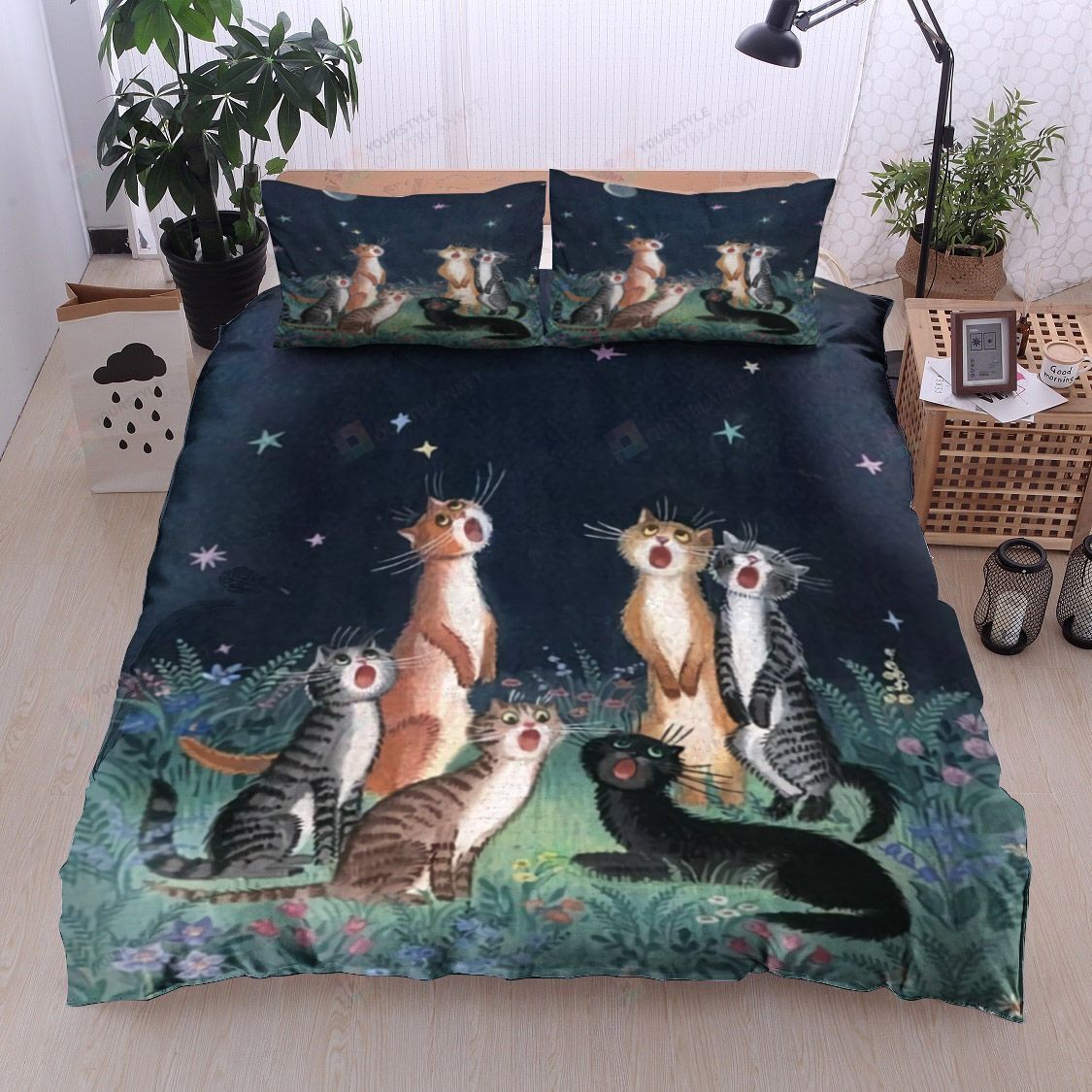 Cat Cotton Bed Sheets Spread Comforter Duvet Cover Bedding Sets