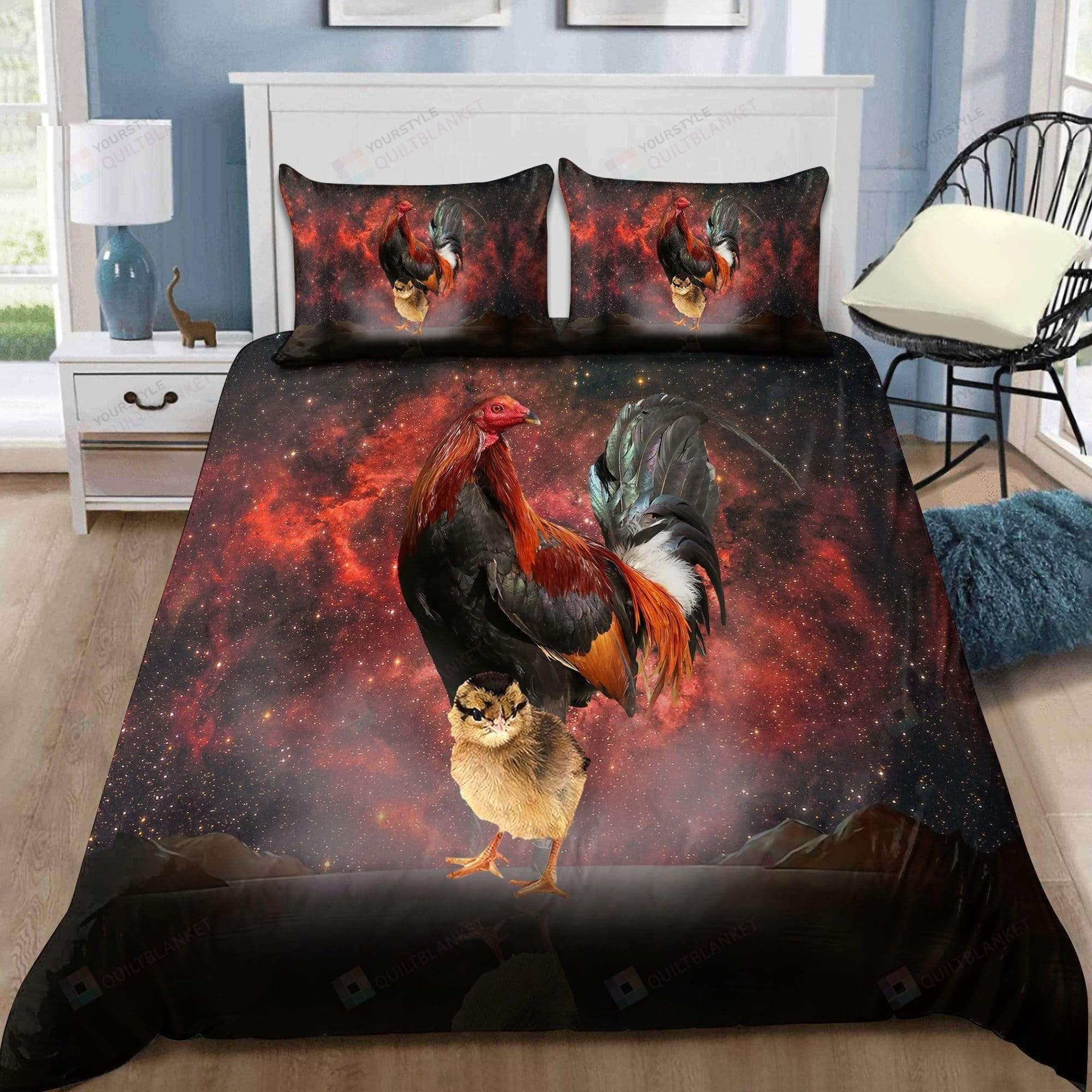 Rooster Red Galaxy Bedding Set Bed Sheet Spread Comforter Duvet Cover Bedding Sets