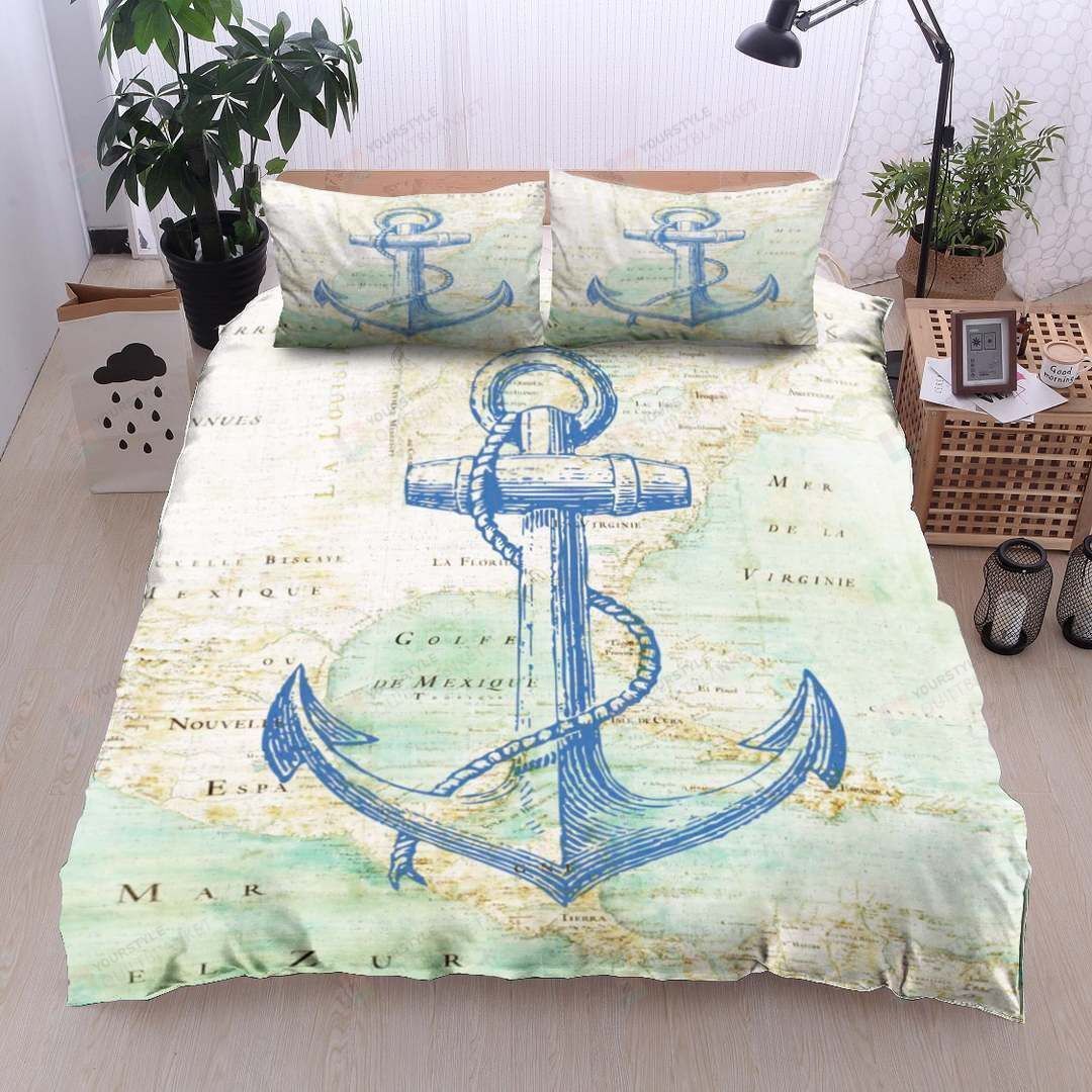 Anchor Cotton Bed Sheets Spread Comforter Duvet Cover Bedding Sets