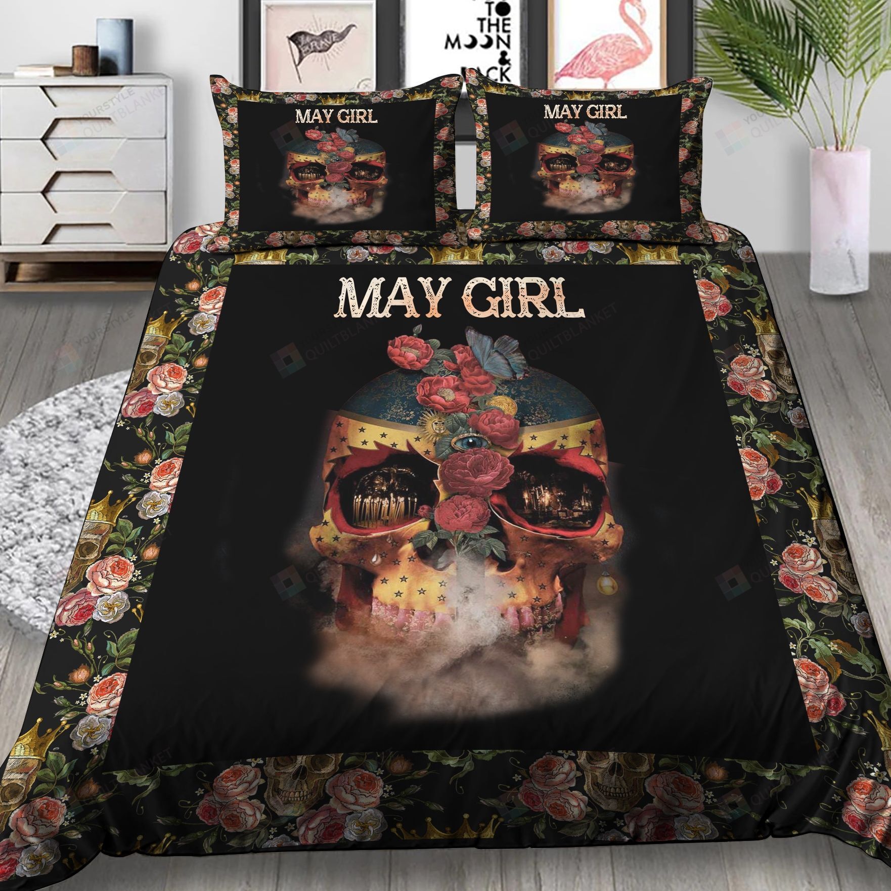 May Girl Skull Decorating Bedding Set Nh211053
