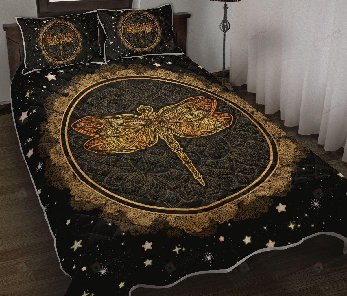 Dragonfly Mandala Paisley Round Quilt Bedding Set