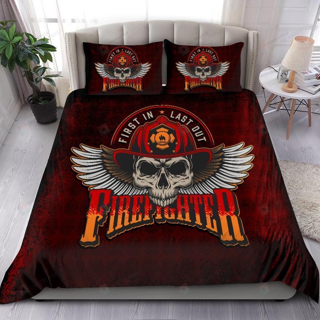 Cool Skull Firefighter Bedding Duvet Cover Bedding Set