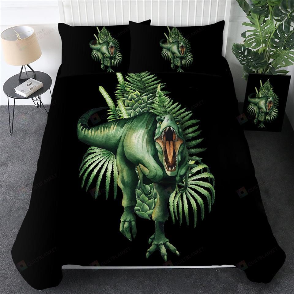 Green T-Rex & Ferns Bed Sheets Duvet Cover Bedding Set