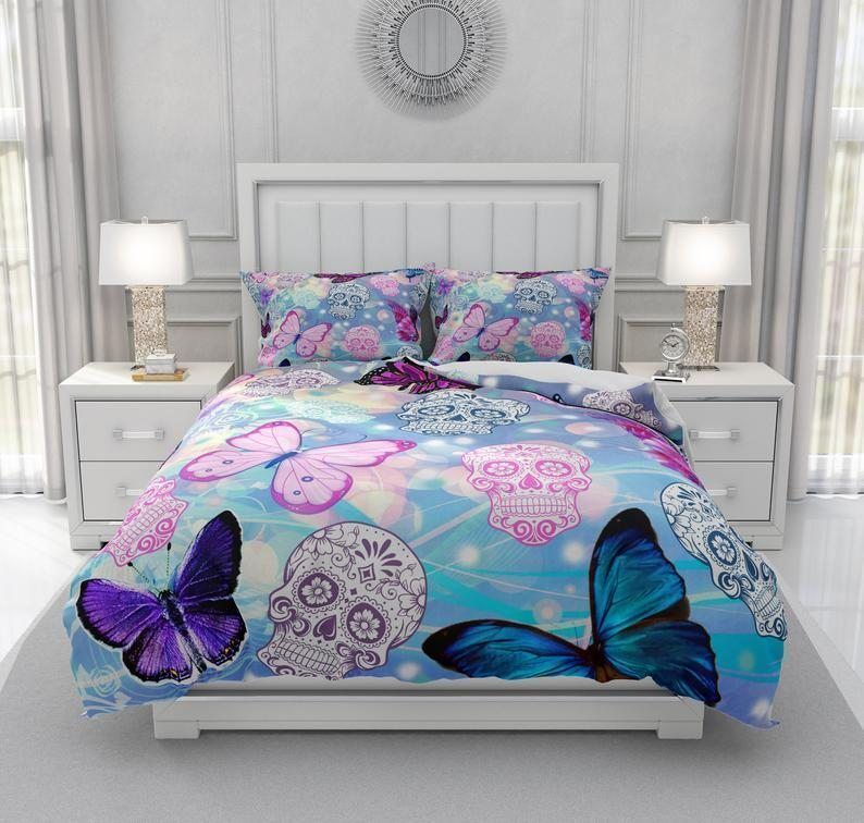 Butterfly Cotton Bed Sheets Spread Comforter Duvet Cover Bedding Sets