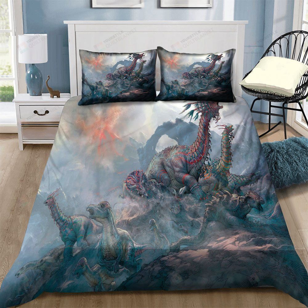 Dinosaur Escaping The Flame Bedding Set (Duvet Cover & Pillow Cases)