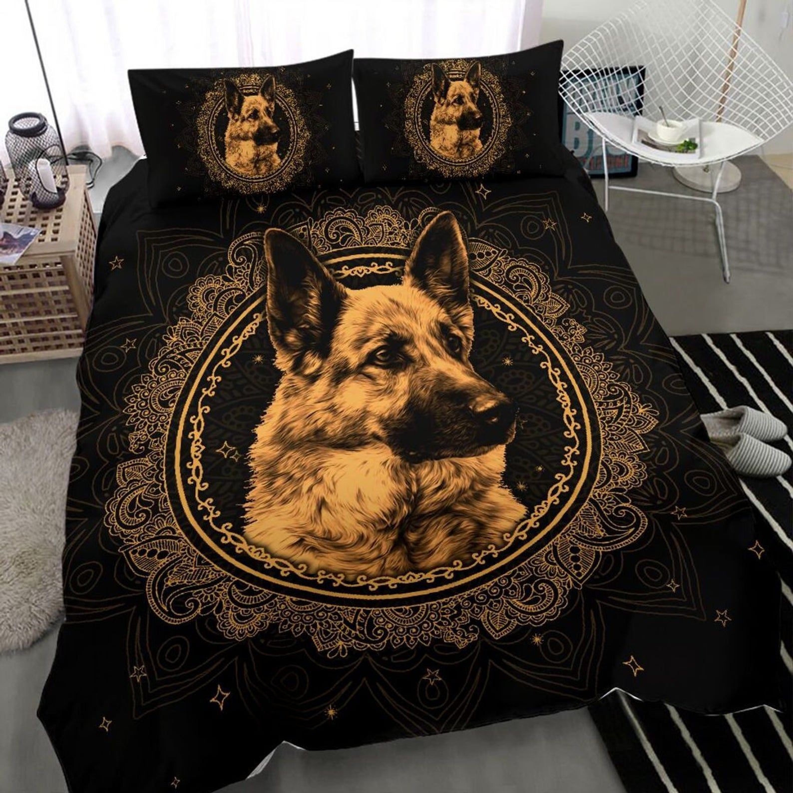 German Shepherd Black Bedding Set Bed Sheets Spread Comforter Duvet Cover Bedding Sets