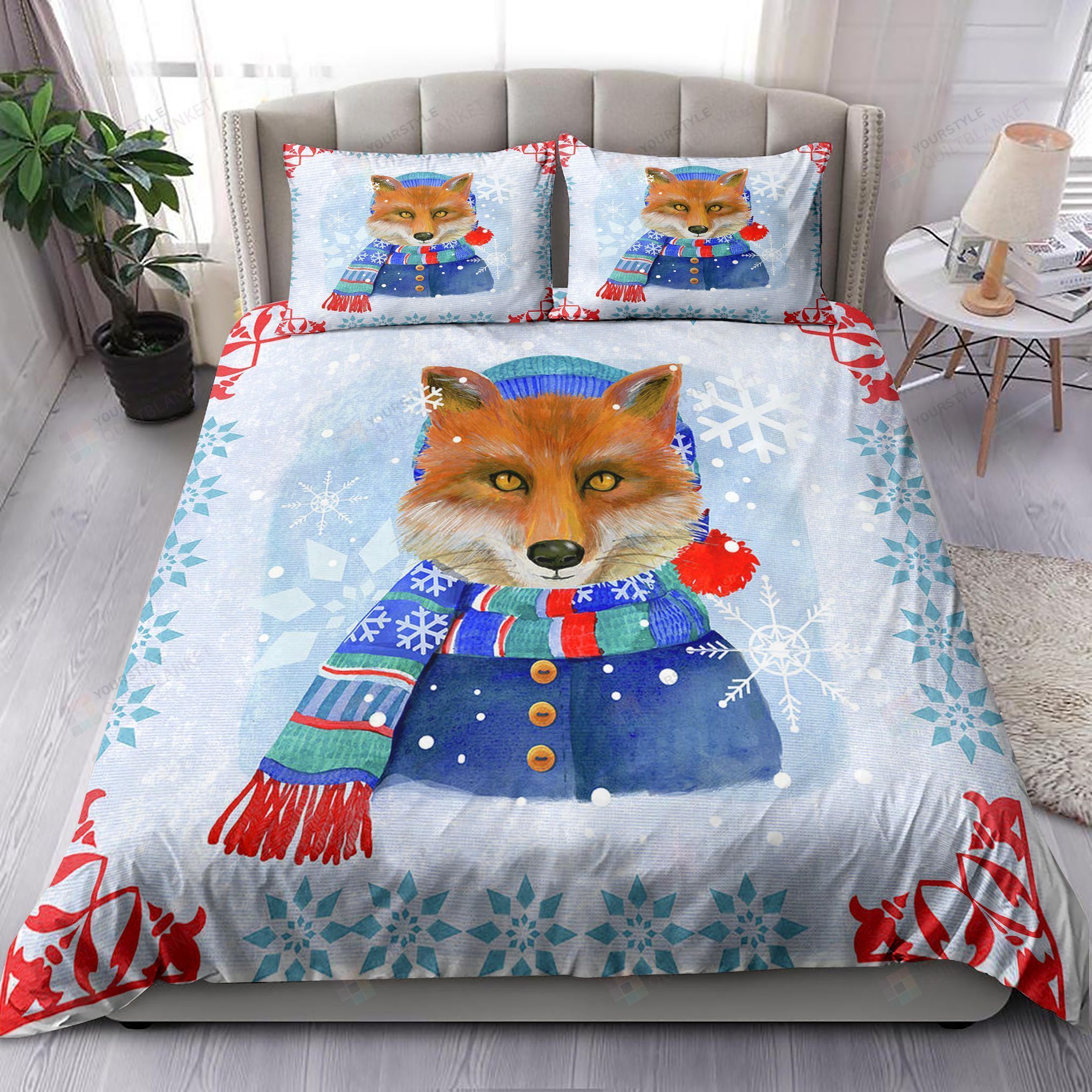 Winter Fox Christmas Bedding Set Bed Sheets Spread Comforter Duvet Cover Bedding Sets