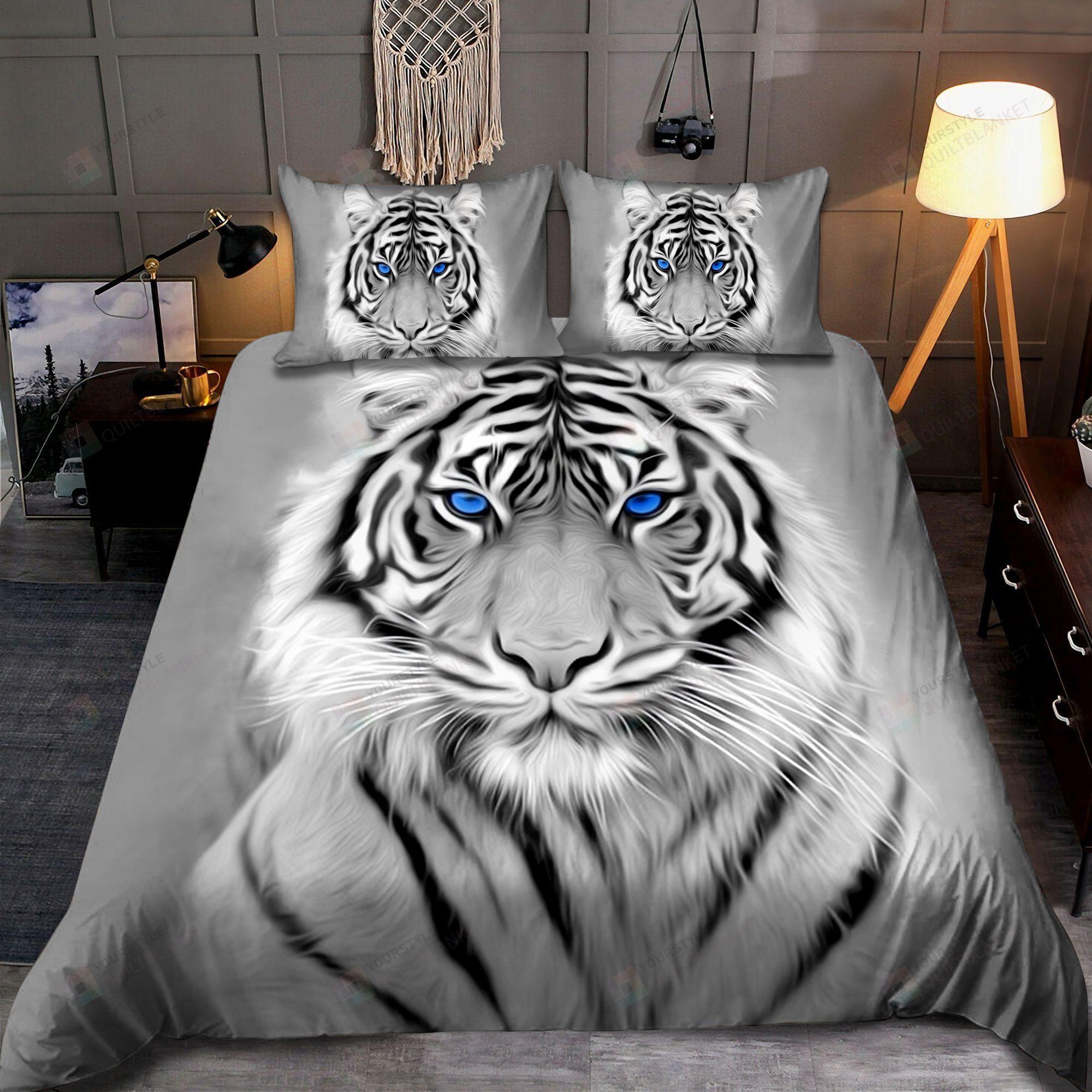 White Tiger Bedding Set Bed Sheets Spread Comforter Duvet Cover Bedding Sets