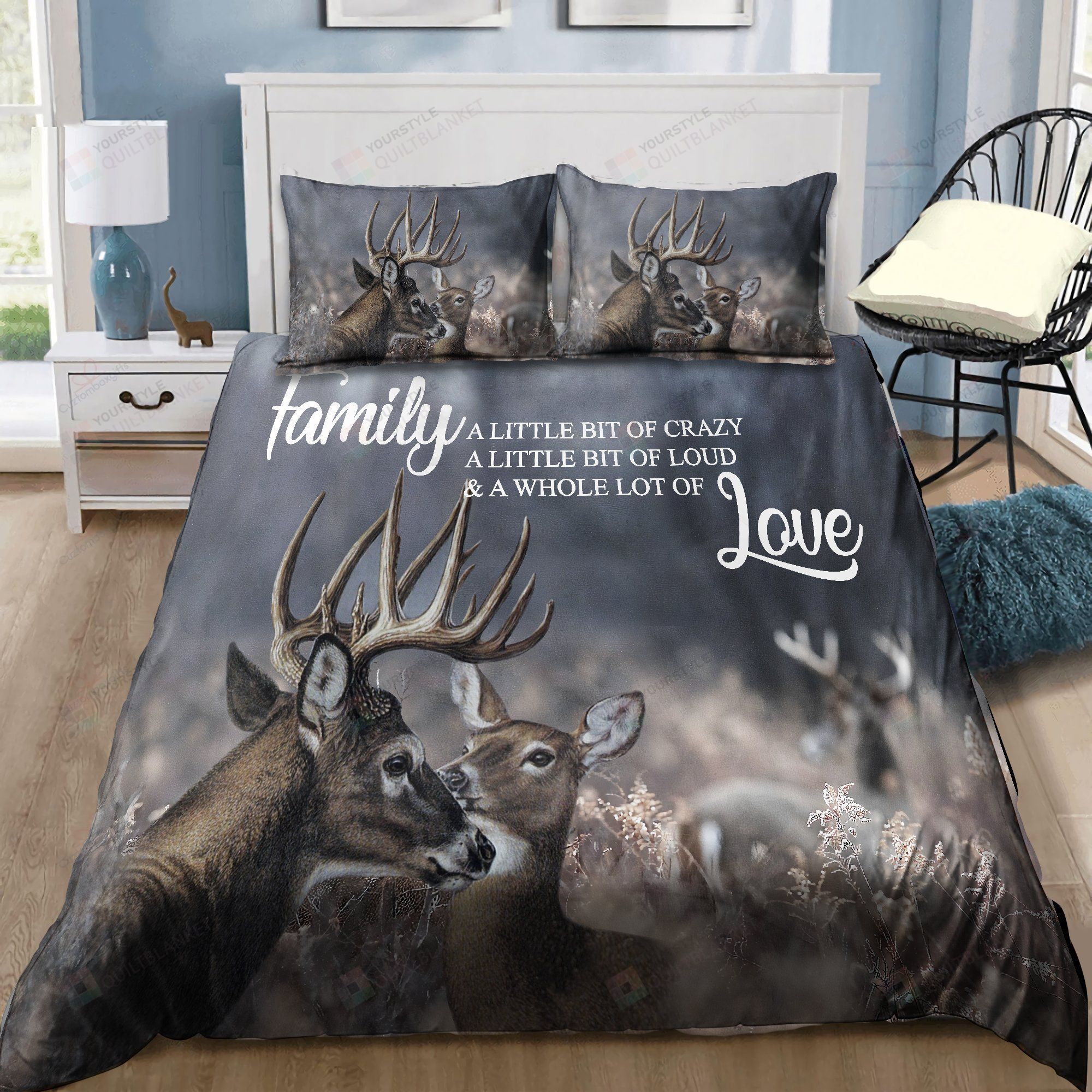 Deer Couple Love Bedding Set Bed Sheets Spread Comforter Duvet Cover Bedding Sets