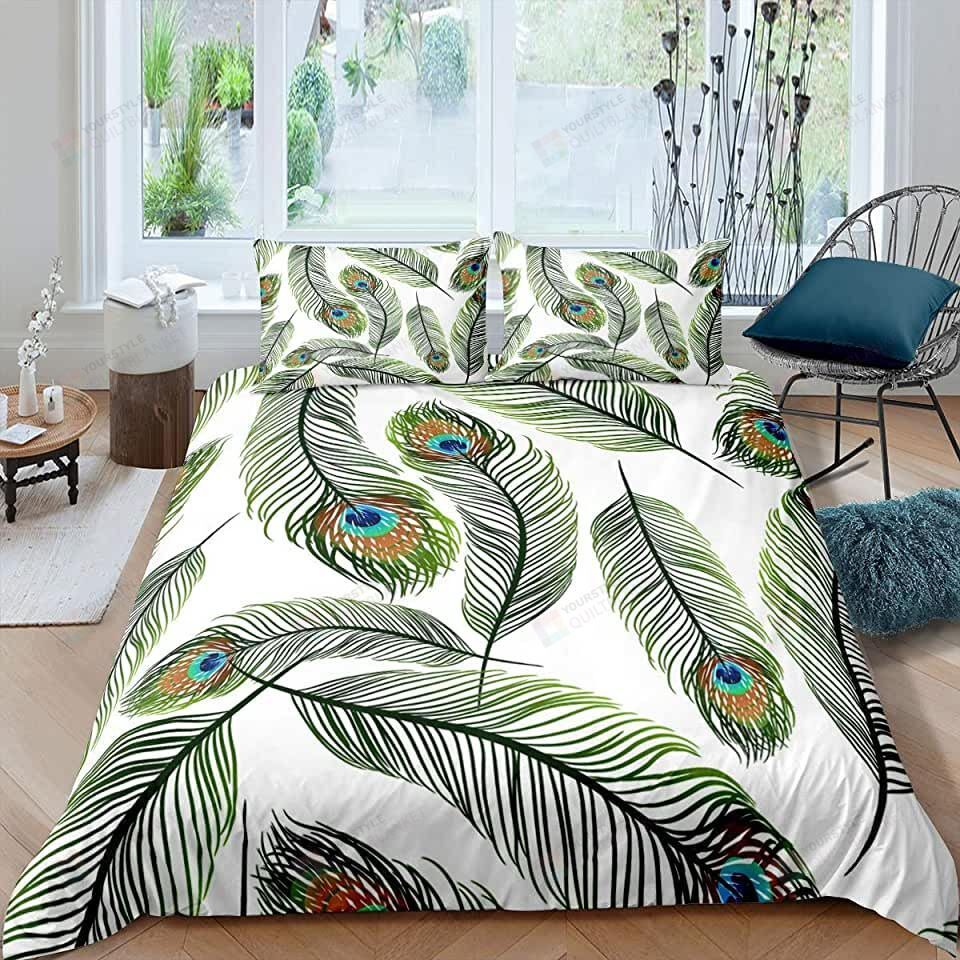 Peacock Feathers Bedding Set Bed Sheets Spread Comforter Duvet Cover Bedding Sets