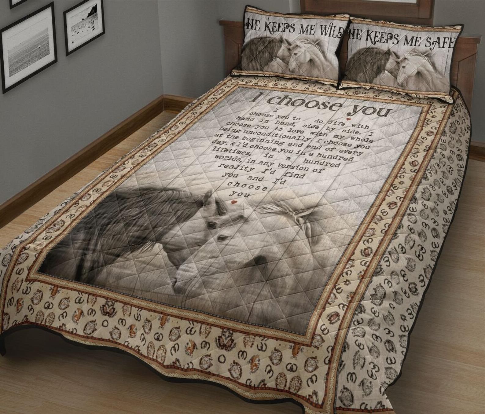 Horse Couple I Choose You Quilt Bedding Set Cotton Bed Sheets Spread Comforter Duvet Cover Bedding Sets